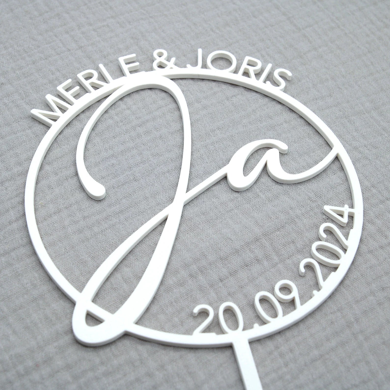 Caketopper Ja - personalisiert mit Namen und Datum