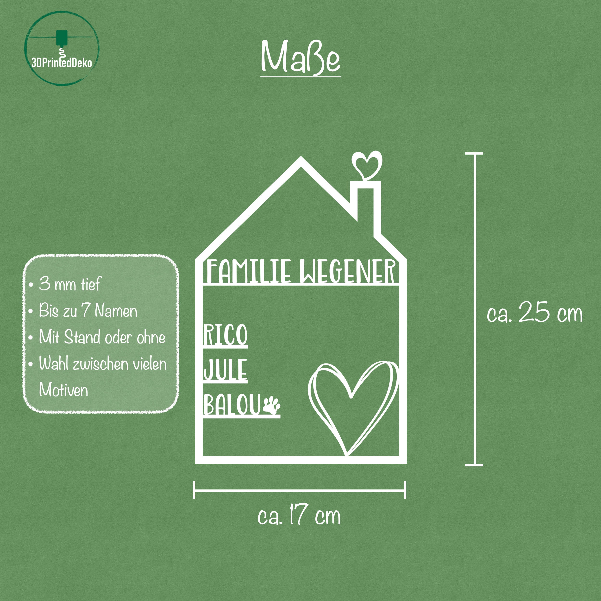 Personalisiertes Deko-Haus mit Vornamen und Nachname