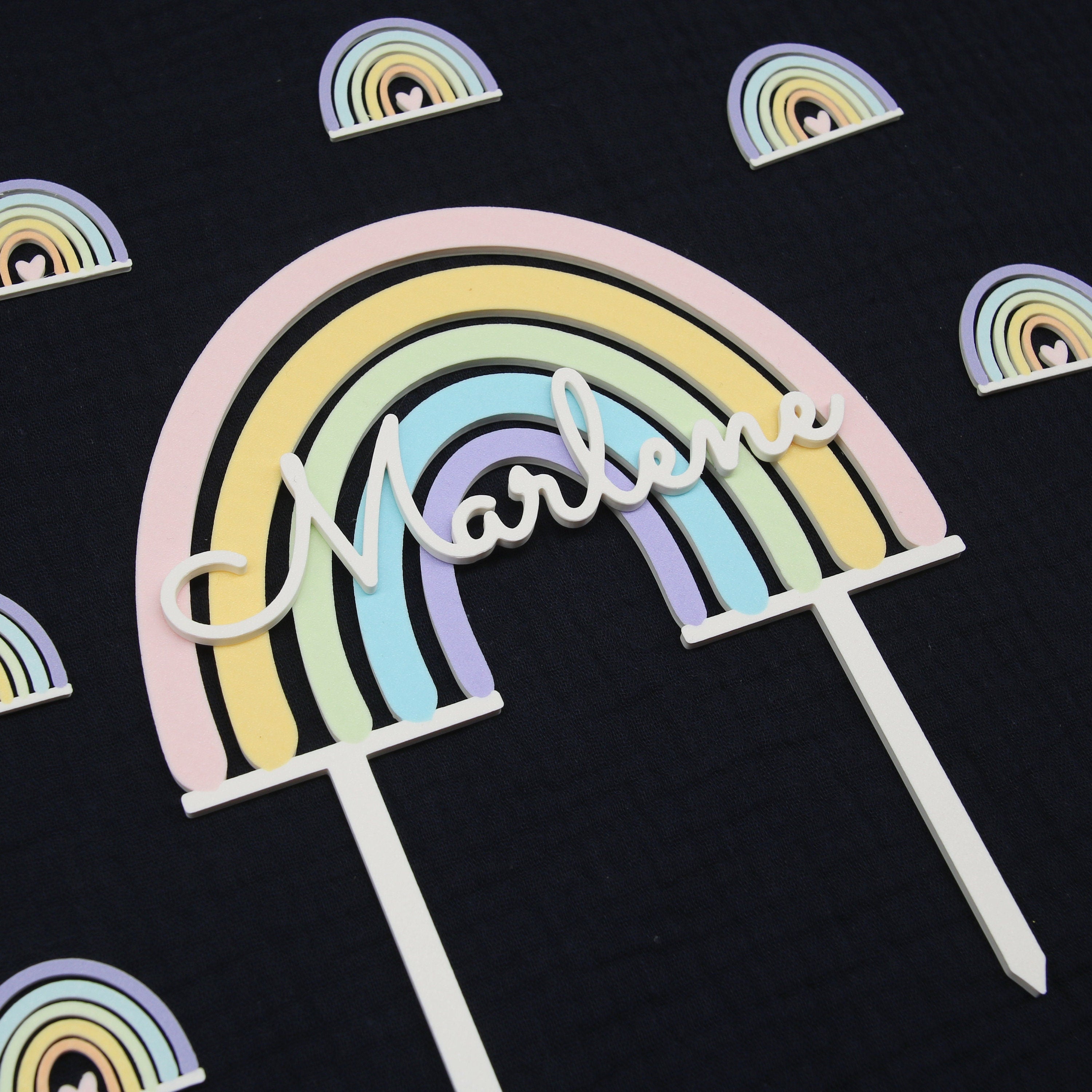 Regenbogen Cake Topper für Taufe, Kommunion, Konfirmation, Geburtstag oder Schulanfang - Schulkind 2026 - Einschulung