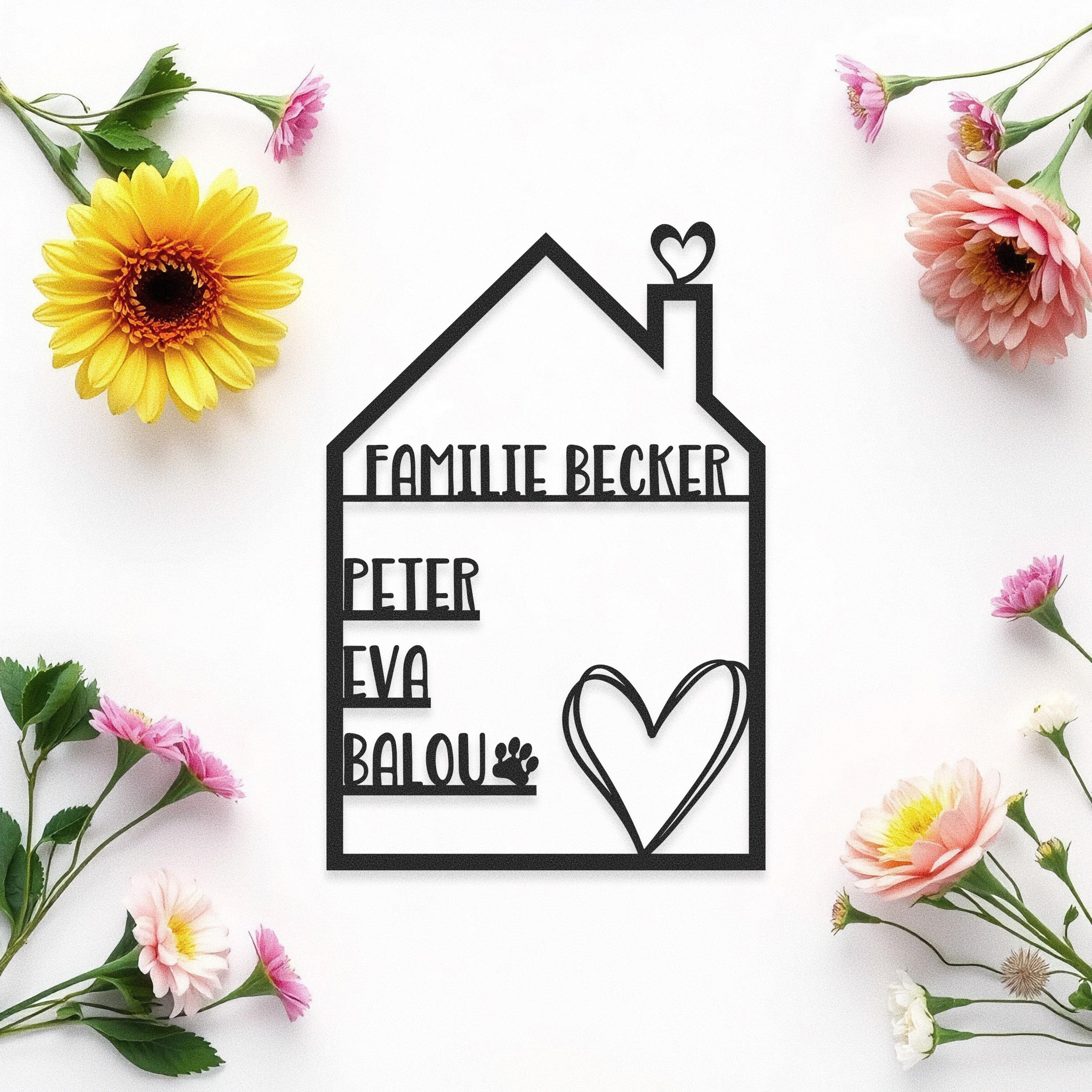 Personalisiertes Deko-Haus mit Vornamen und Nachname