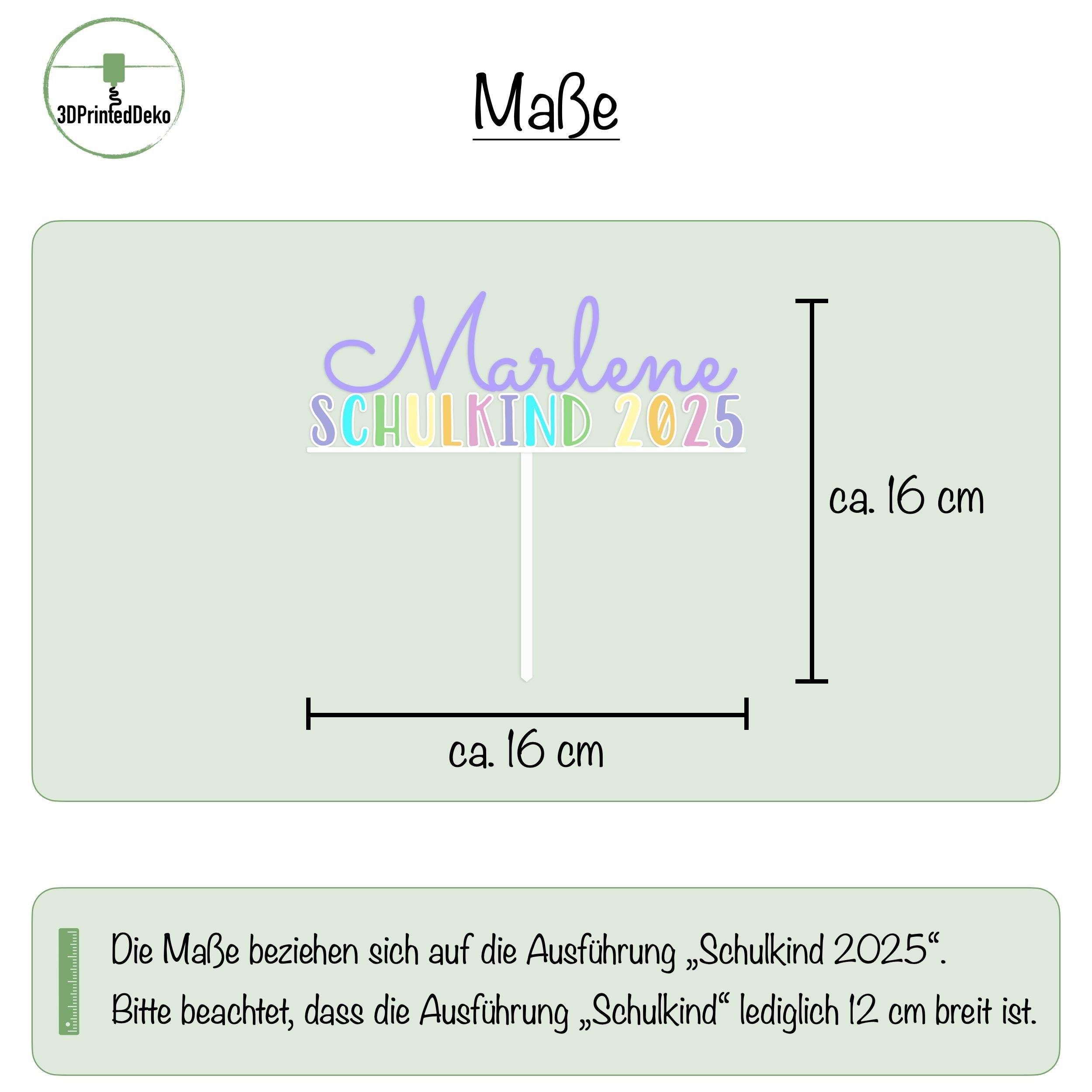 Caketopper - Schulkind 2025 in Pastell-Regenbogenfarben