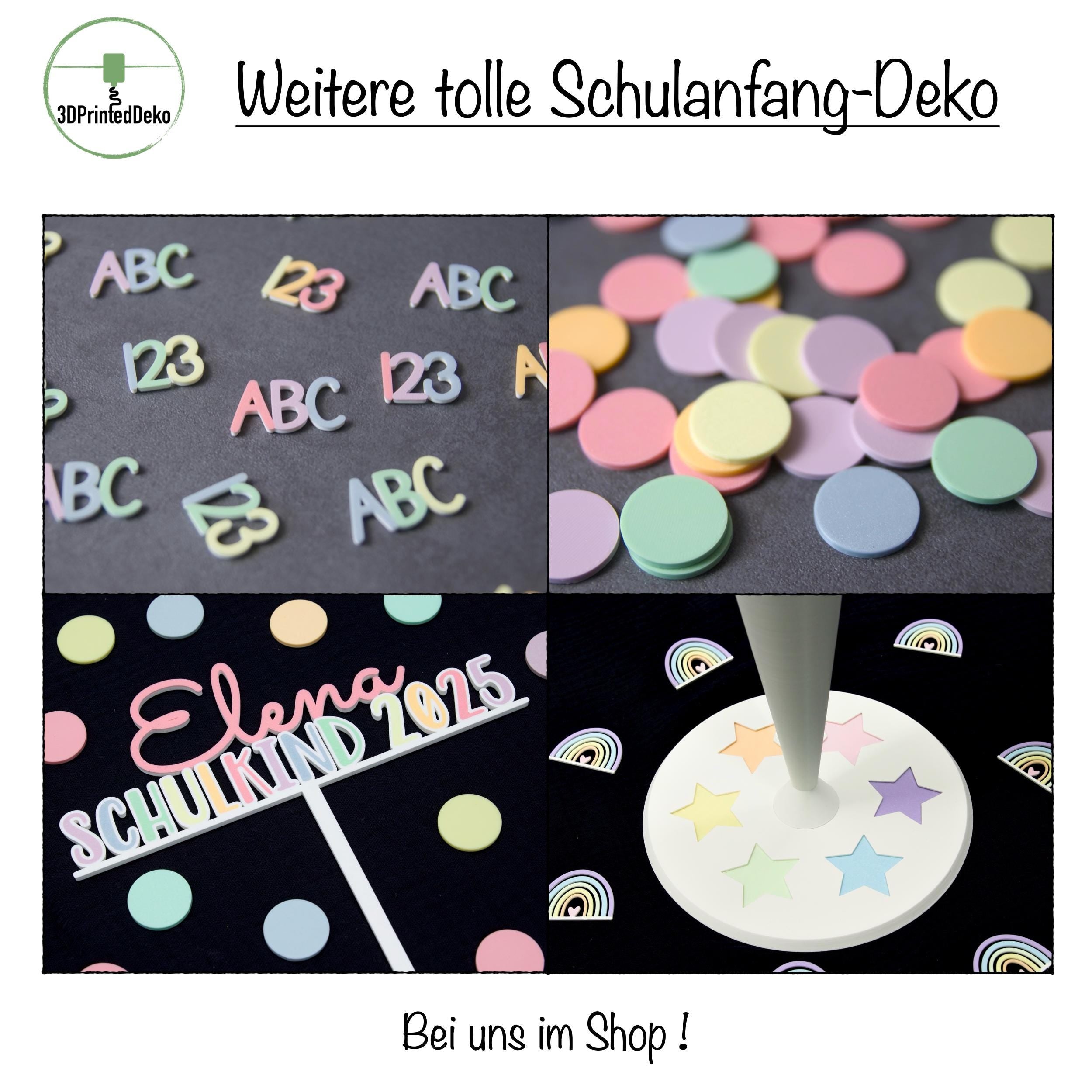Caketopper - Schulkind 2025 in Pastell-Regenbogenfarben