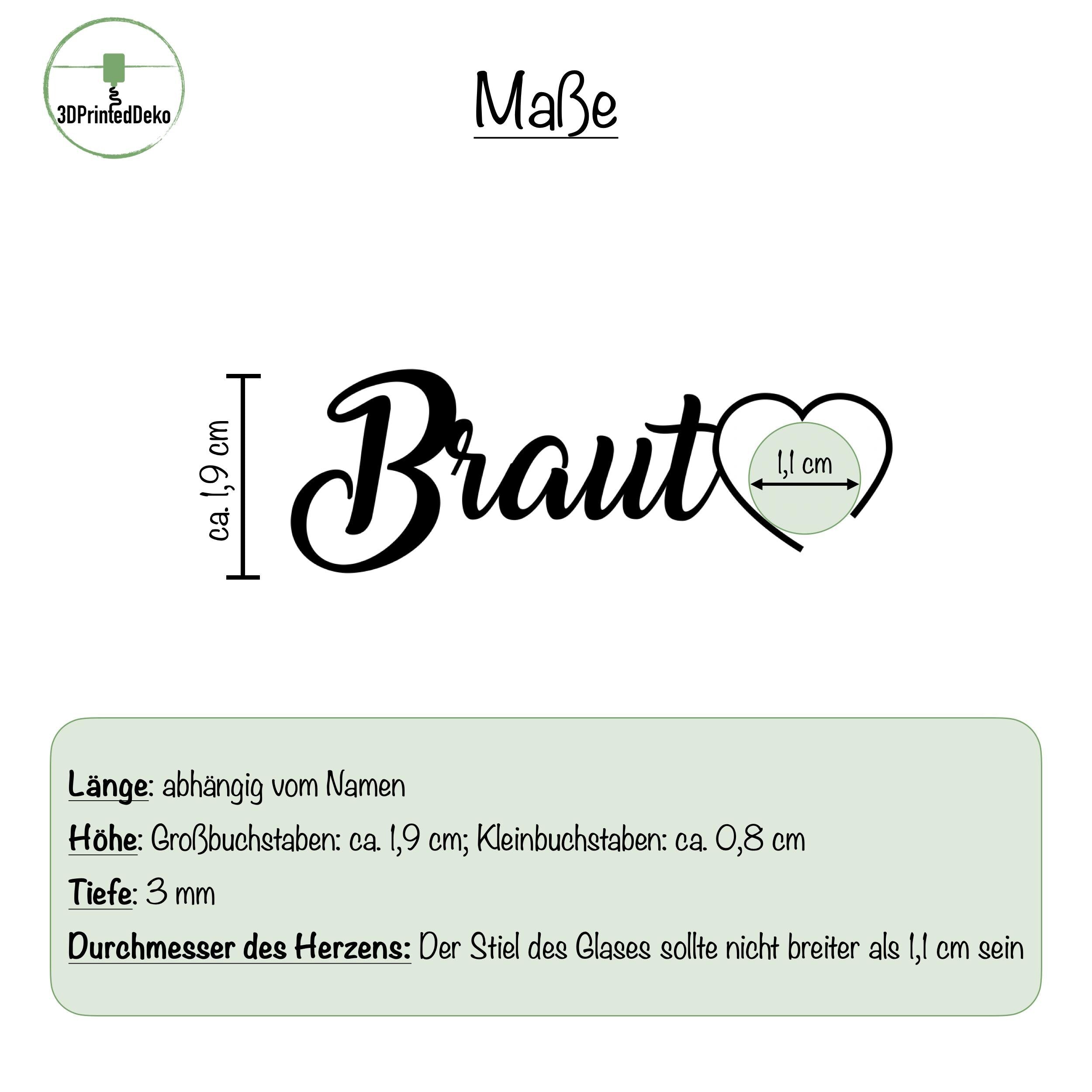 Namensschilder Glas Hochzeit – Platzkarte, Glasmarkierer & Gastgeschenk in einem – personalisiert, 3D-gedruckt, individuell