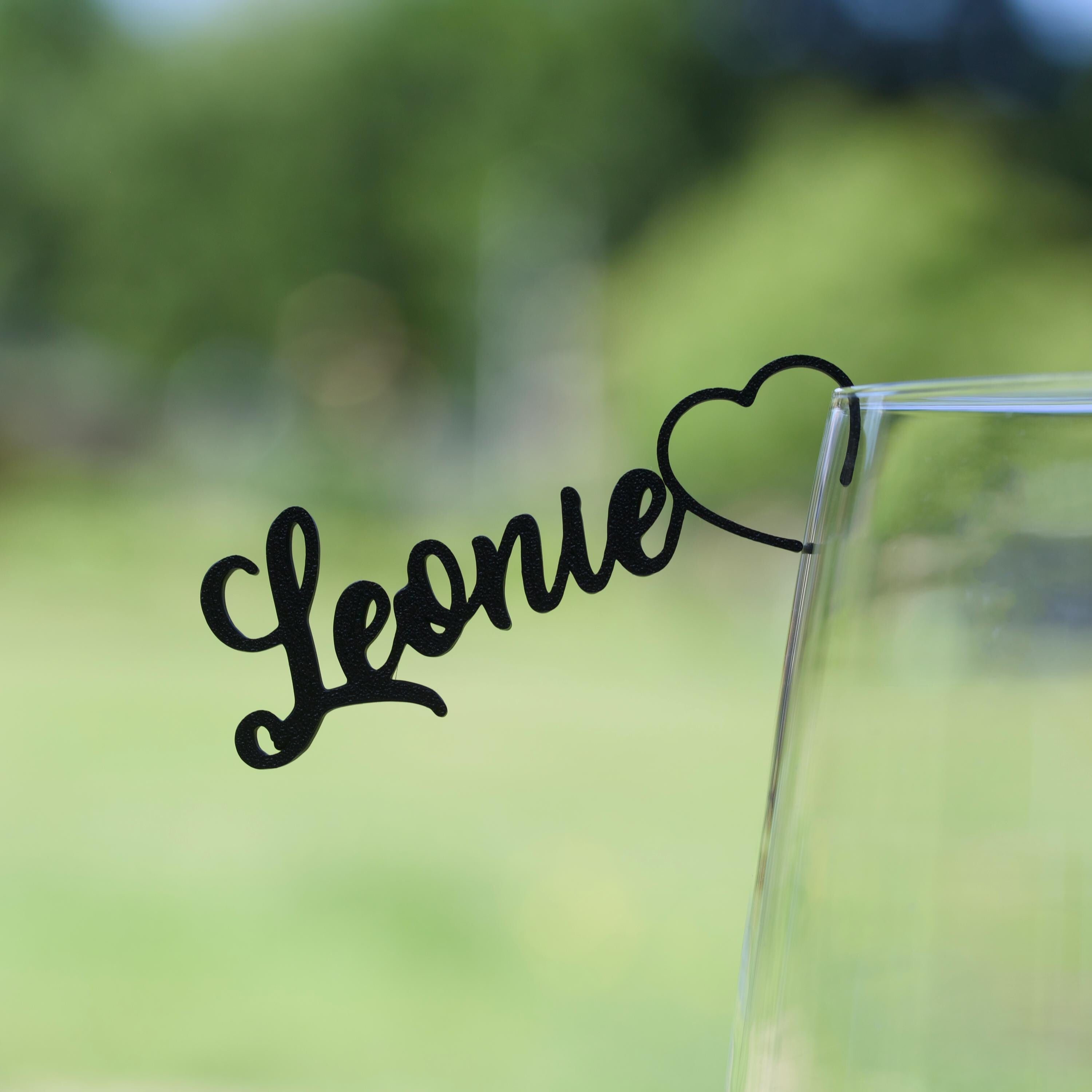 Namensschilder Glas Hochzeit – Platzkarte, Glasmarkierer & Gastgeschenk in einem – personalisiert, 3D-gedruckt, individuell