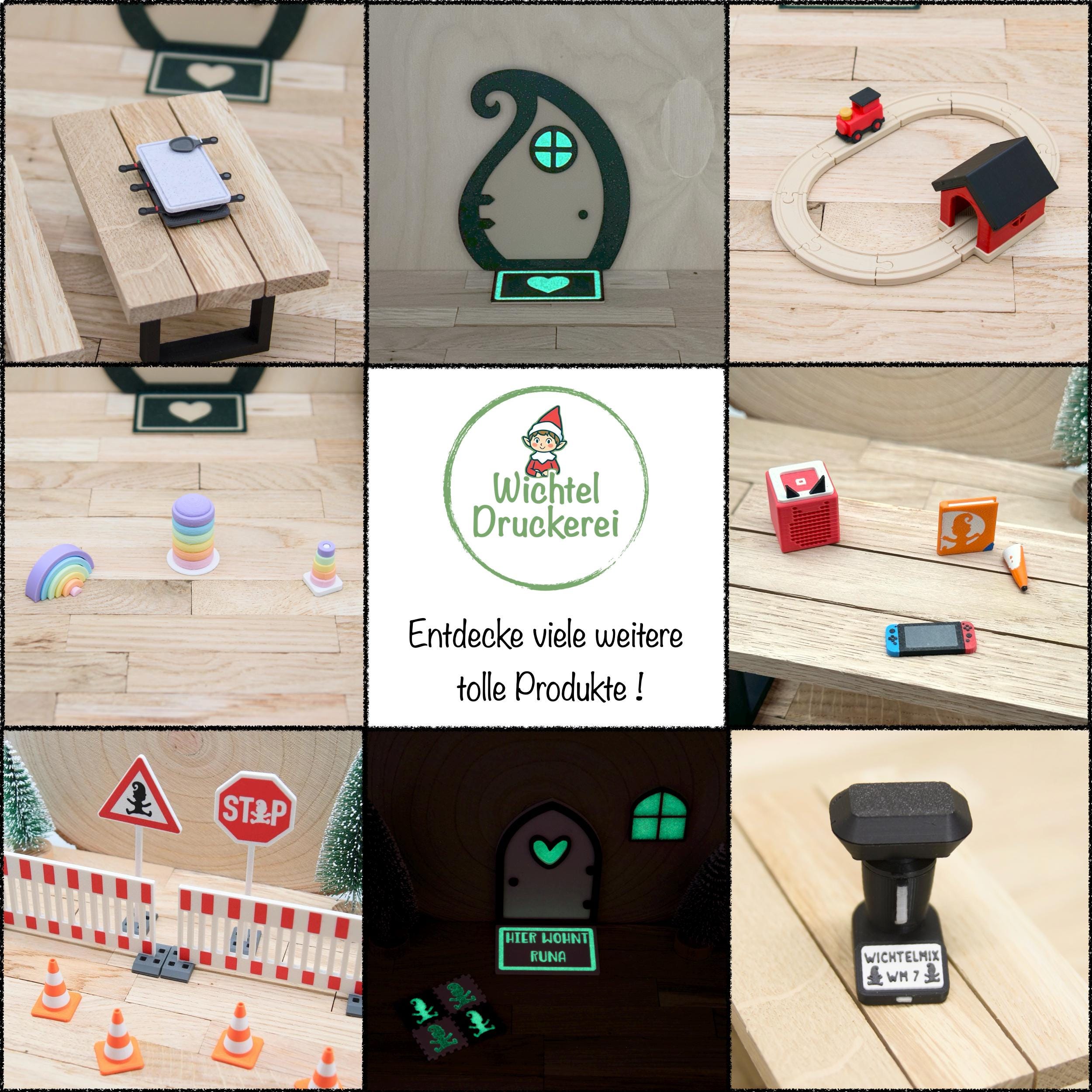 Wichtel Dartscheibe mit Stand – Mini Dart Set für die Wichtelwelt, Deko aus PLA mit TPU Oche und kleinen Pfeilen