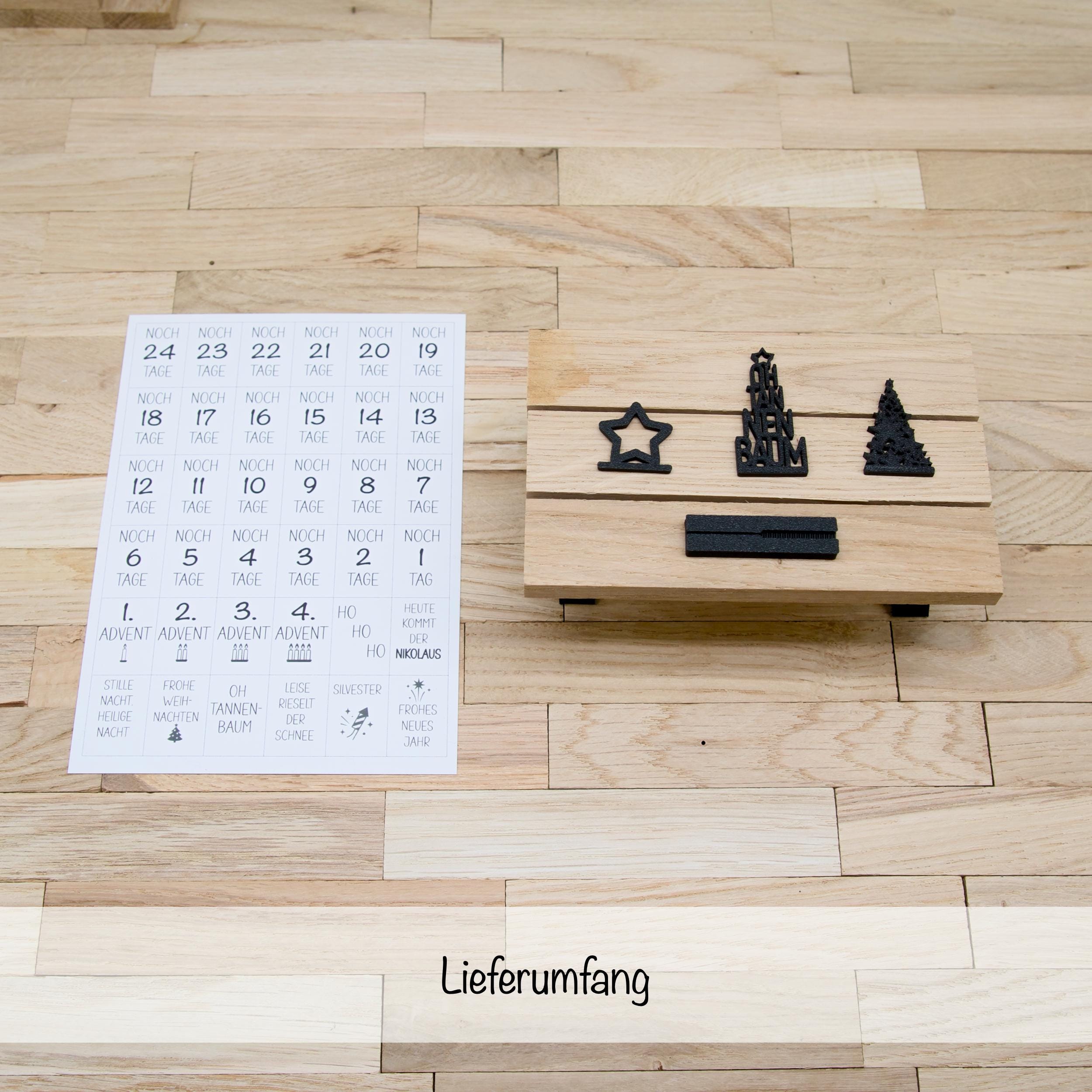Wichtel Countdown Aufsteller – Noch X Tage bis Weihnachten – Stern & Oh Tannenbaum – Mini Deko – Wichtelwelt Zubehör – Advent