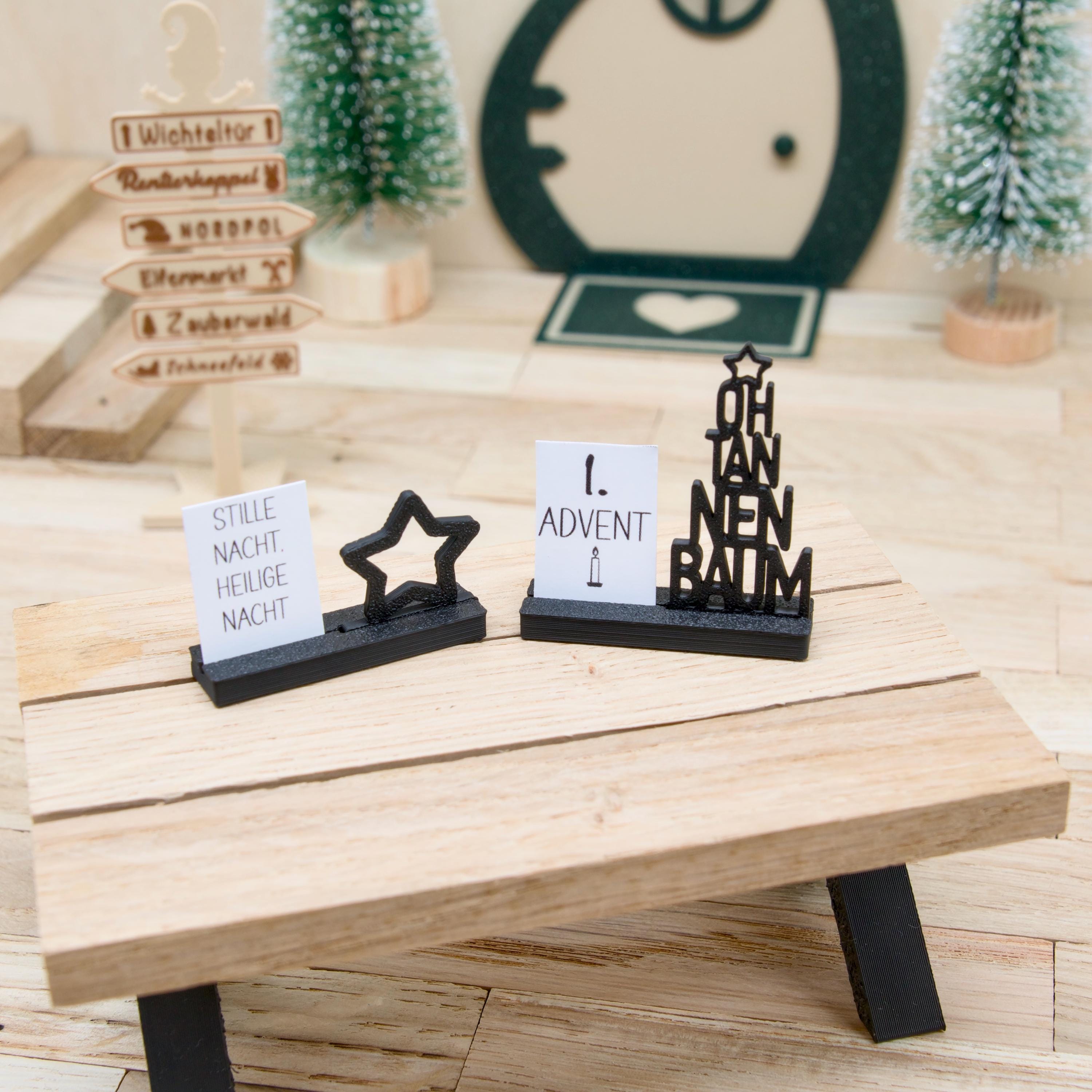 Wichtel Countdown Aufsteller – Noch X Tage bis Weihnachten – Stern & Oh Tannenbaum – Mini Deko – Wichtelwelt Zubehör – Advent