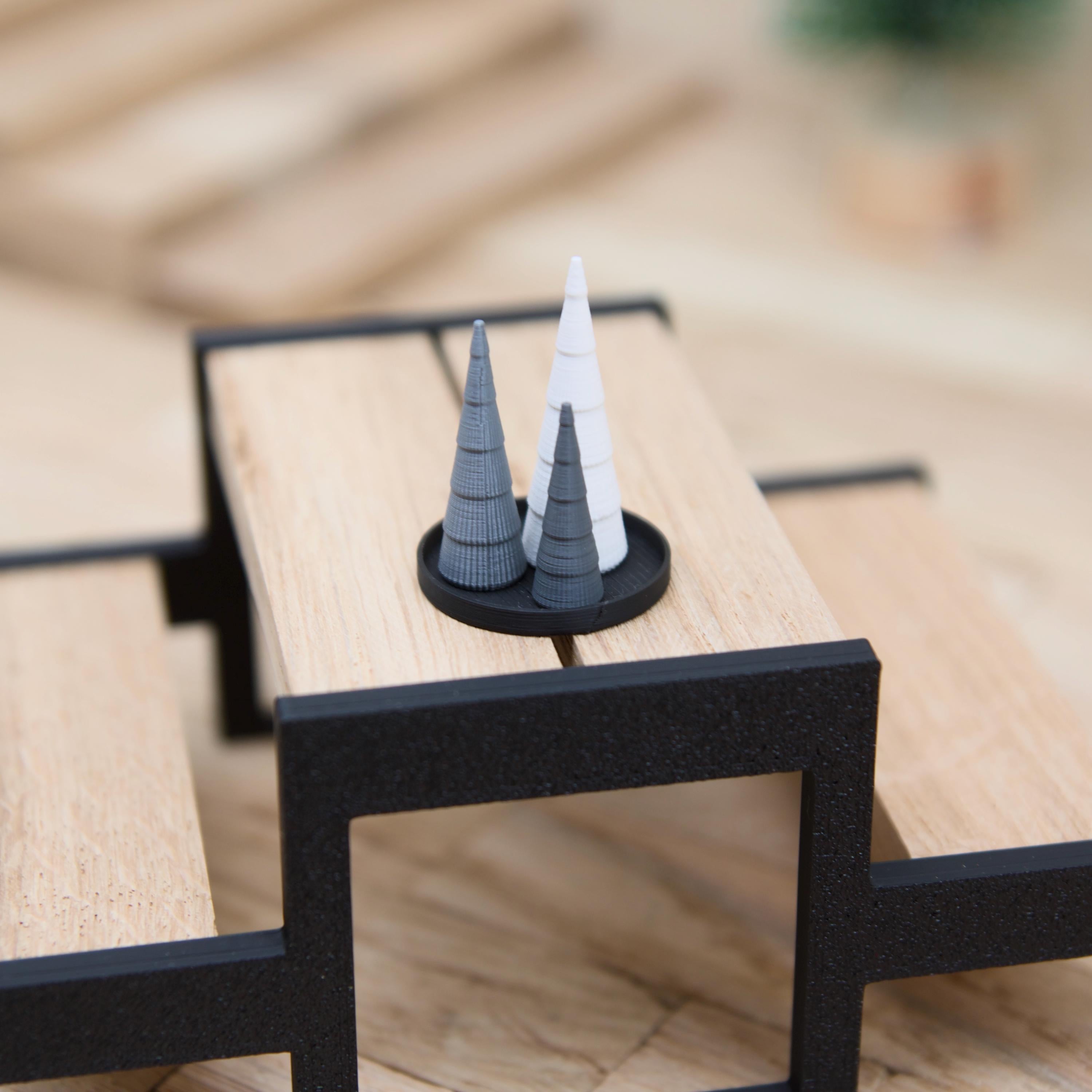 Wichtel Weihnachtsbaum Set modern | skandinavische Mini Deko Bäume geriffelt | 3 Größen + Tablett | Zubehör für Wichteltür