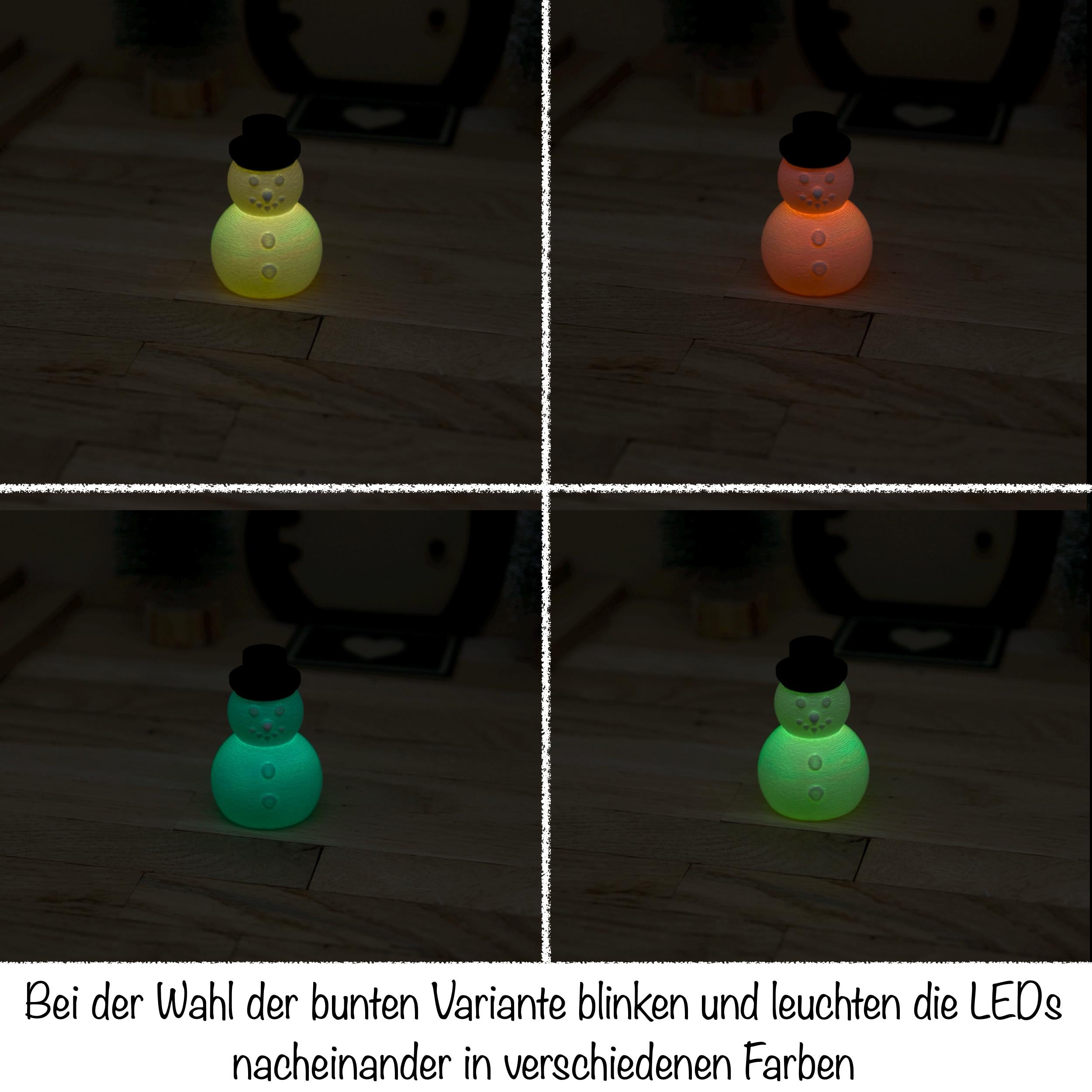 Wichtel Schneemann beleuchtet | Mini Schneemann mit Hut & Karottennase | Licht-Deko mit Ballonlicht | Zubehör für Wichteltür