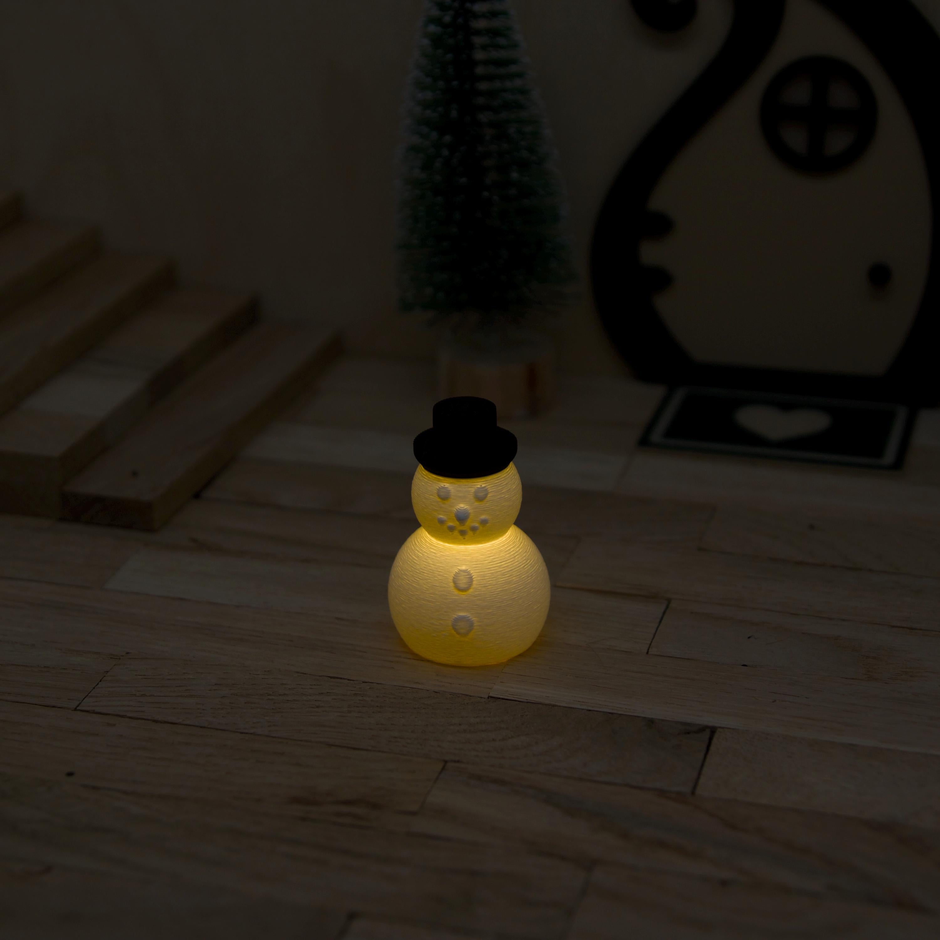 Wichtel Schneemann beleuchtet | Mini Schneemann mit Hut & Karottennase | Licht-Deko mit Ballonlicht | Zubehör für Wichteltür