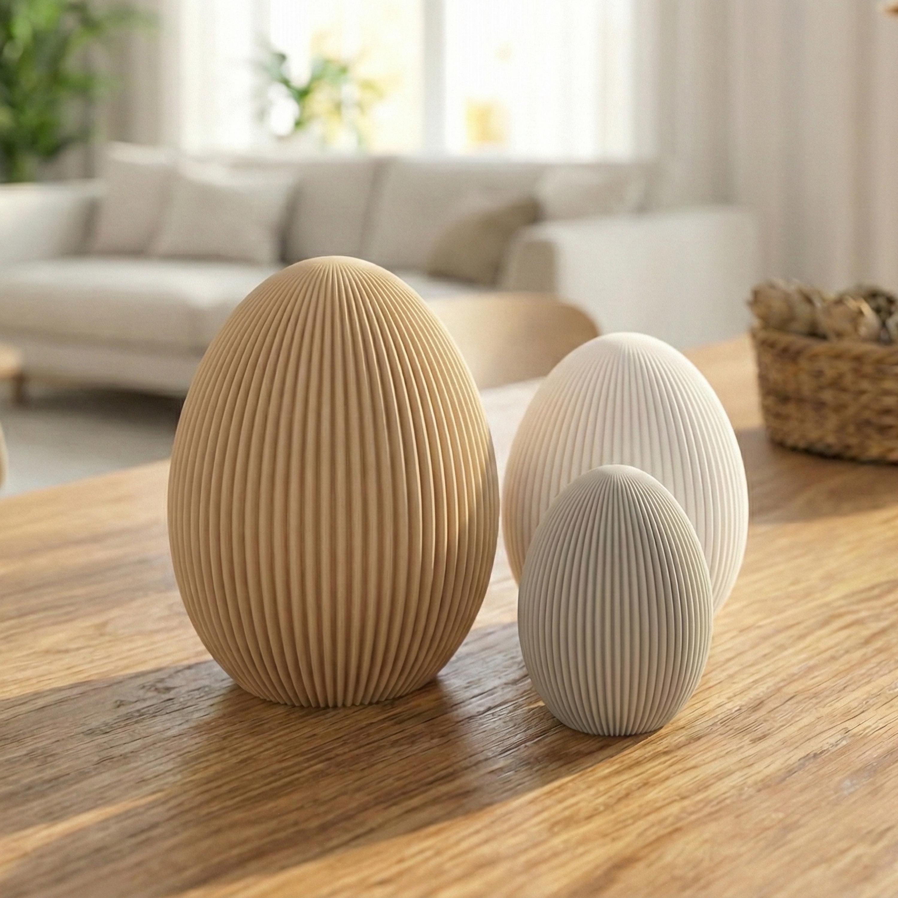 Moderne Ostereier geriffelt – Minimalistische Osterdeko Set – 3D Druck aus Recycling PLA – Skandinavische Tischdeko