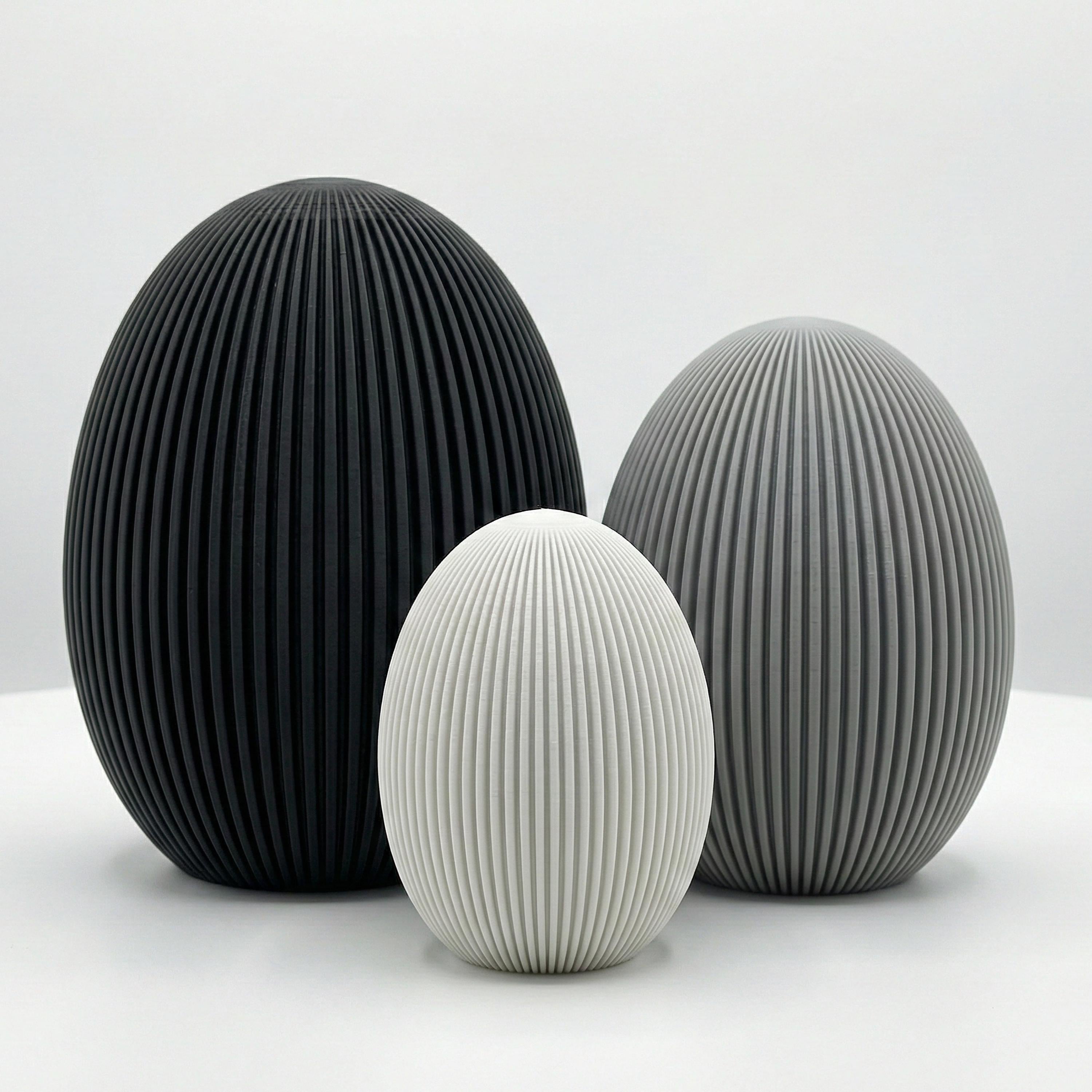 Moderne Ostereier geriffelt – Minimalistische Osterdeko Set – 3D Druck aus Recycling PLA – Skandinavische Tischdeko
