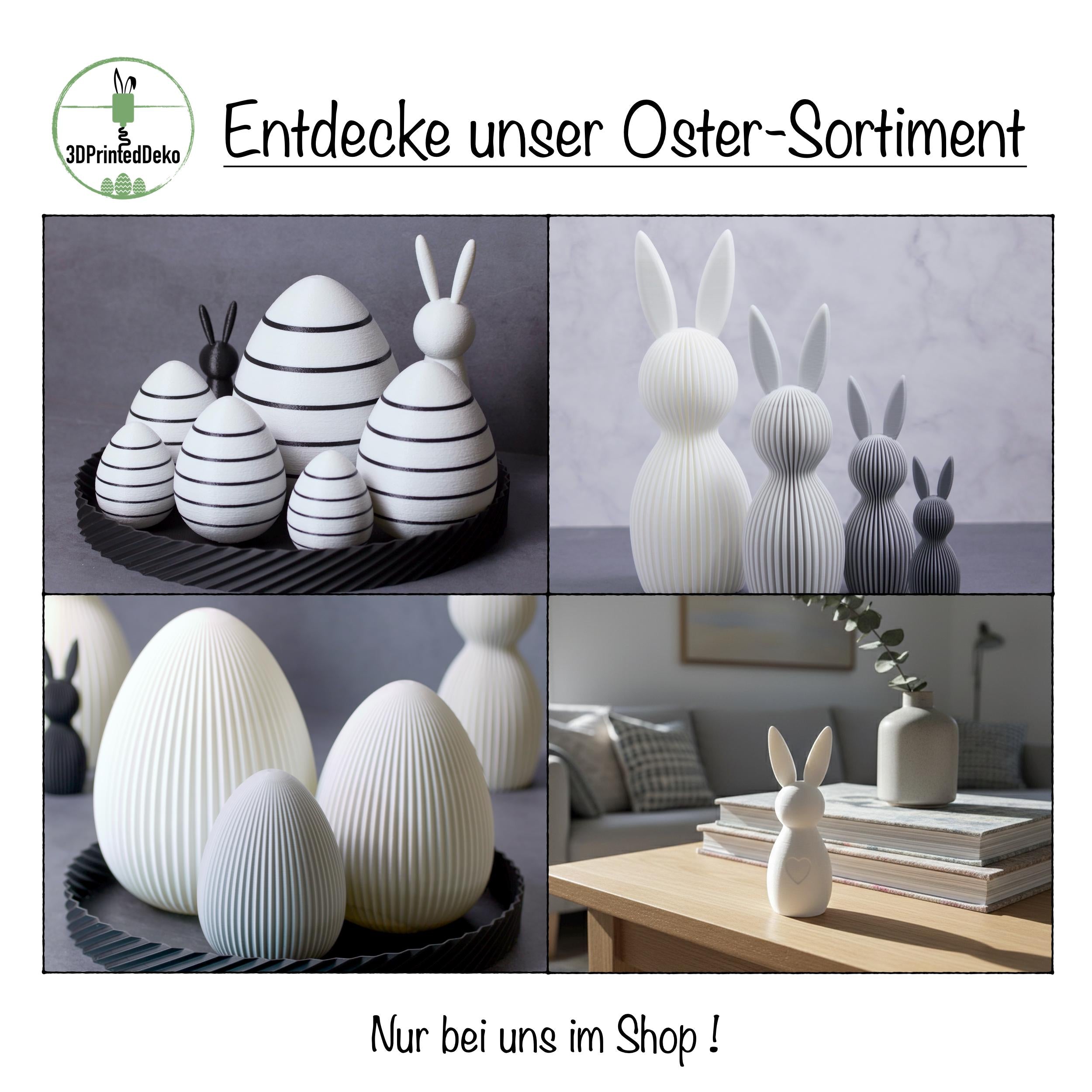 Moderne Ostereier geriffelt – Minimalistische Osterdeko Set – 3D Druck aus Recycling PLA – Skandinavische Tischdeko