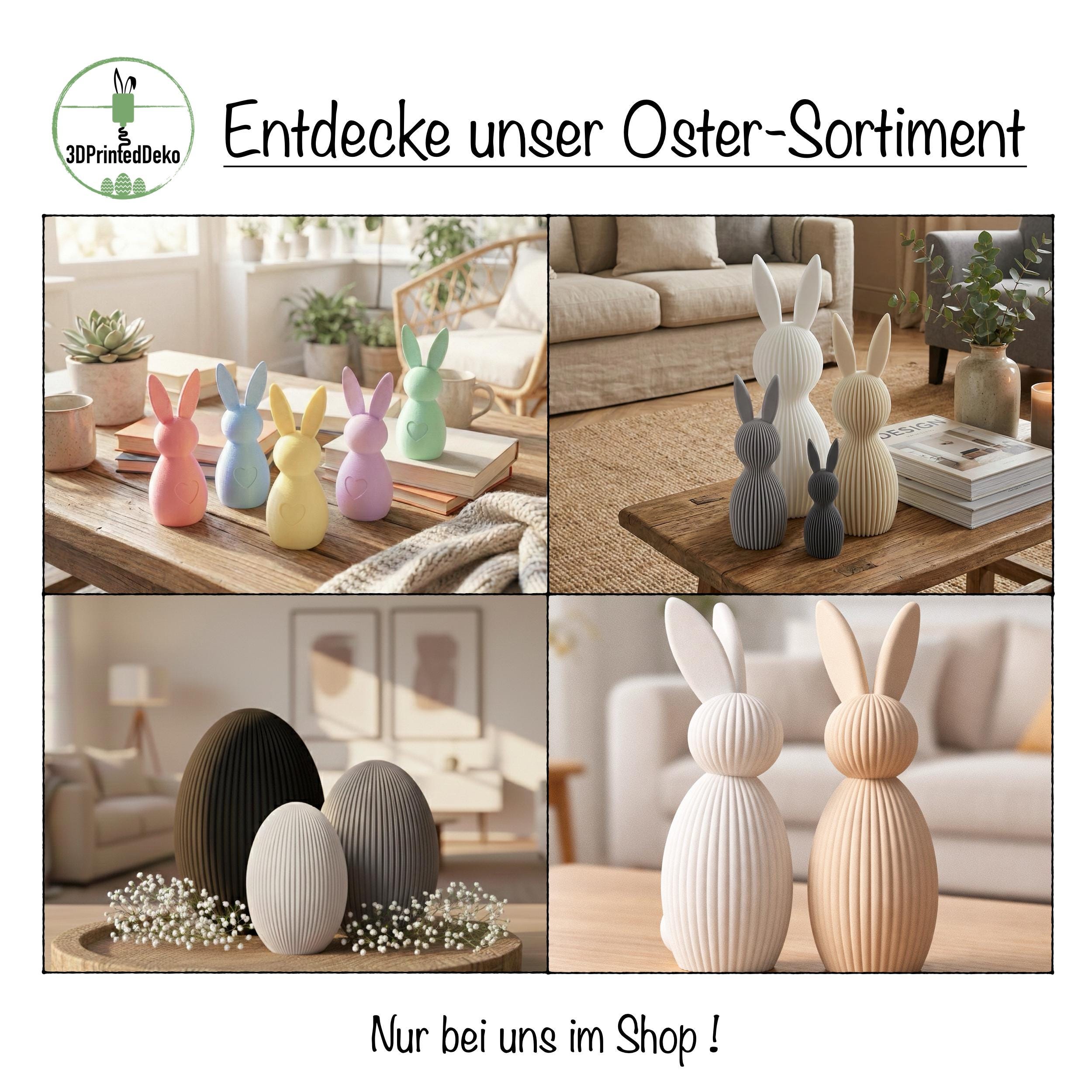 Moderne Ostereier geriffelt – Minimalistische Osterdeko Set – 3D Druck aus Recycling PLA – Skandinavische Tischdeko
