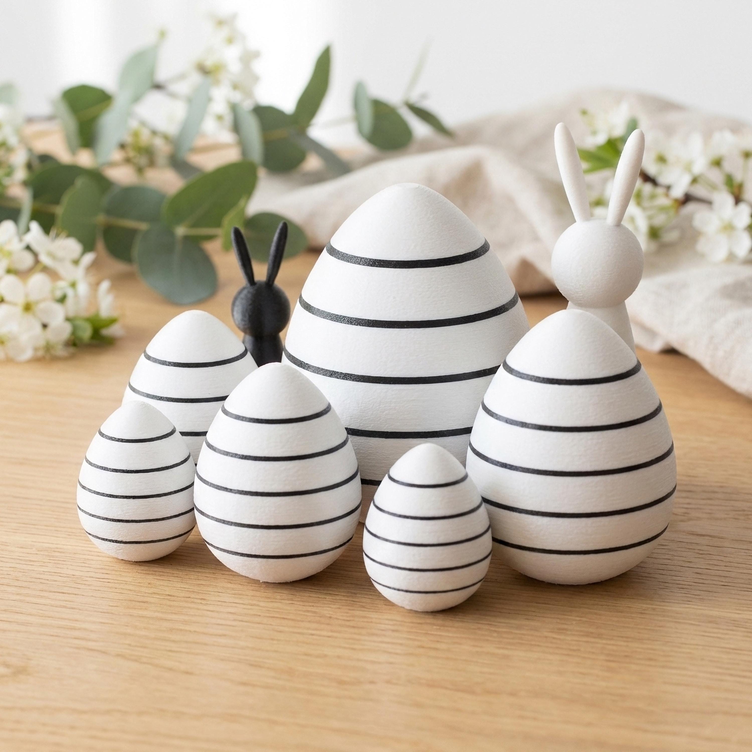 Ostereier mit Streifen - Moderne Osterdeko für dein Zuhause - Umweltfreundliche Deko