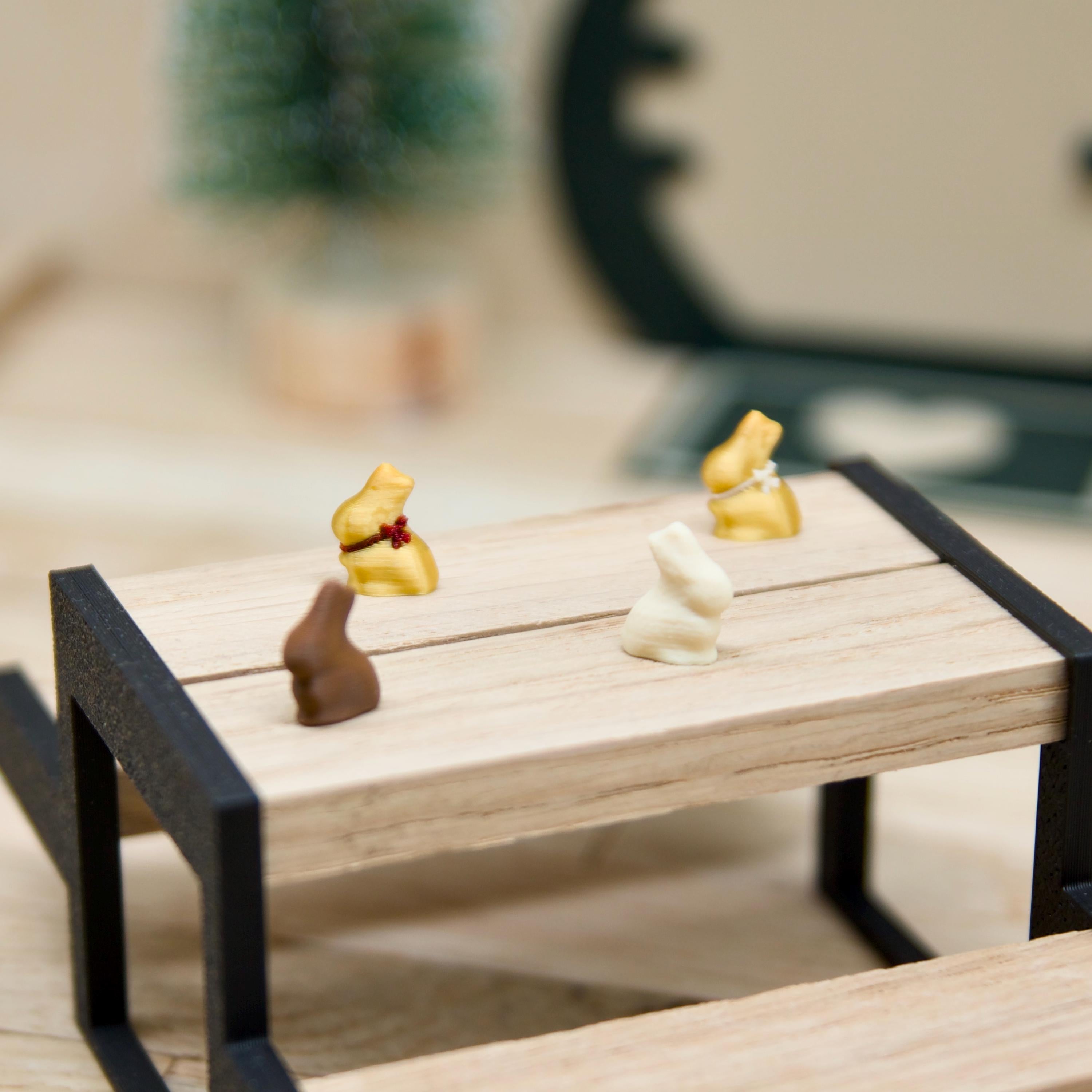 Miniatur Schokohasen Set für Wichteltür & Puppenhaus - Weiße und Braune Schokolade - Wichtel Deko zu Ostern