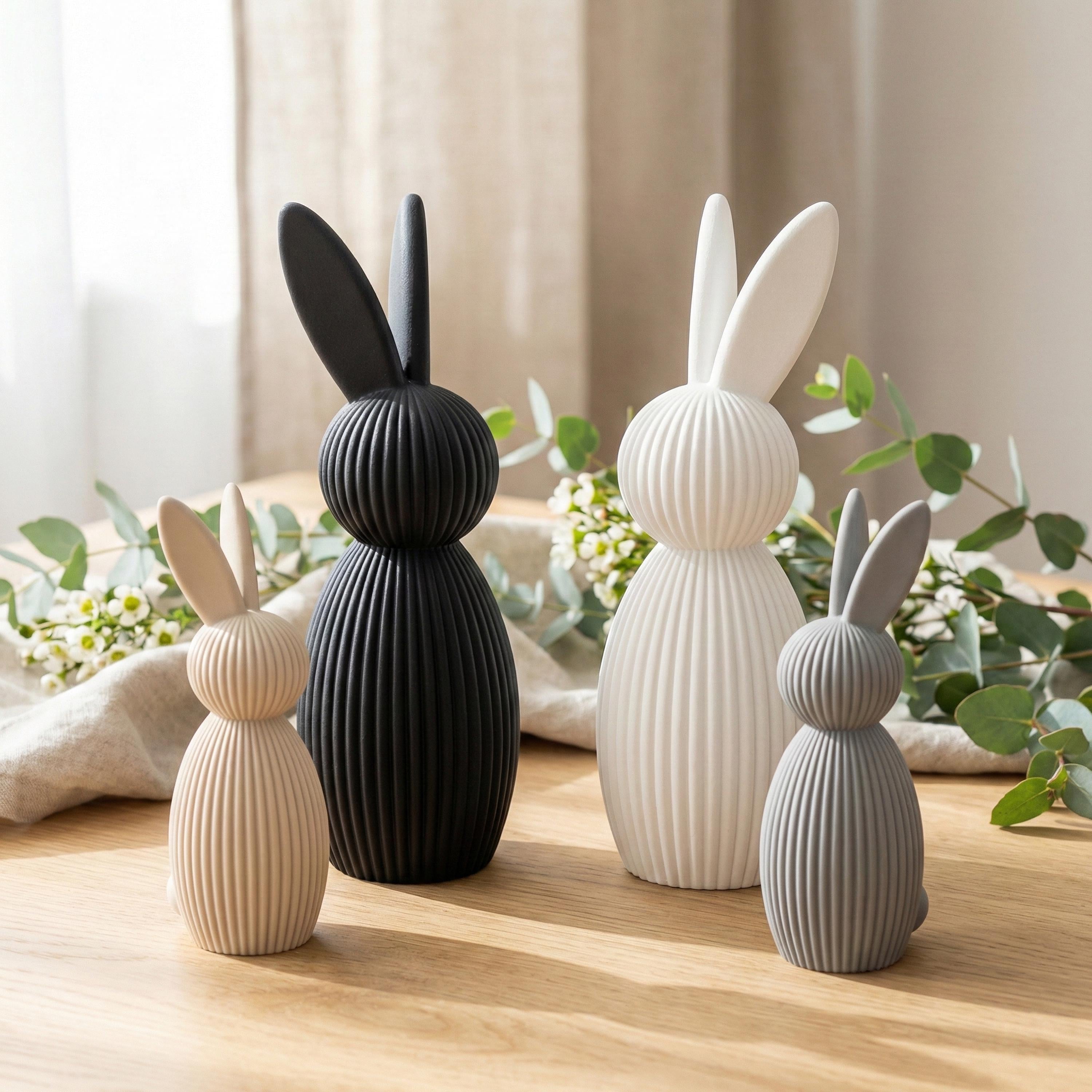 Moderne Osterdeko Hasen mit abgerundeten Ohren aus PLA | Nachhaltige Osterhasen | 3D Druck Osterdekoration | Frühling Deko Ostern