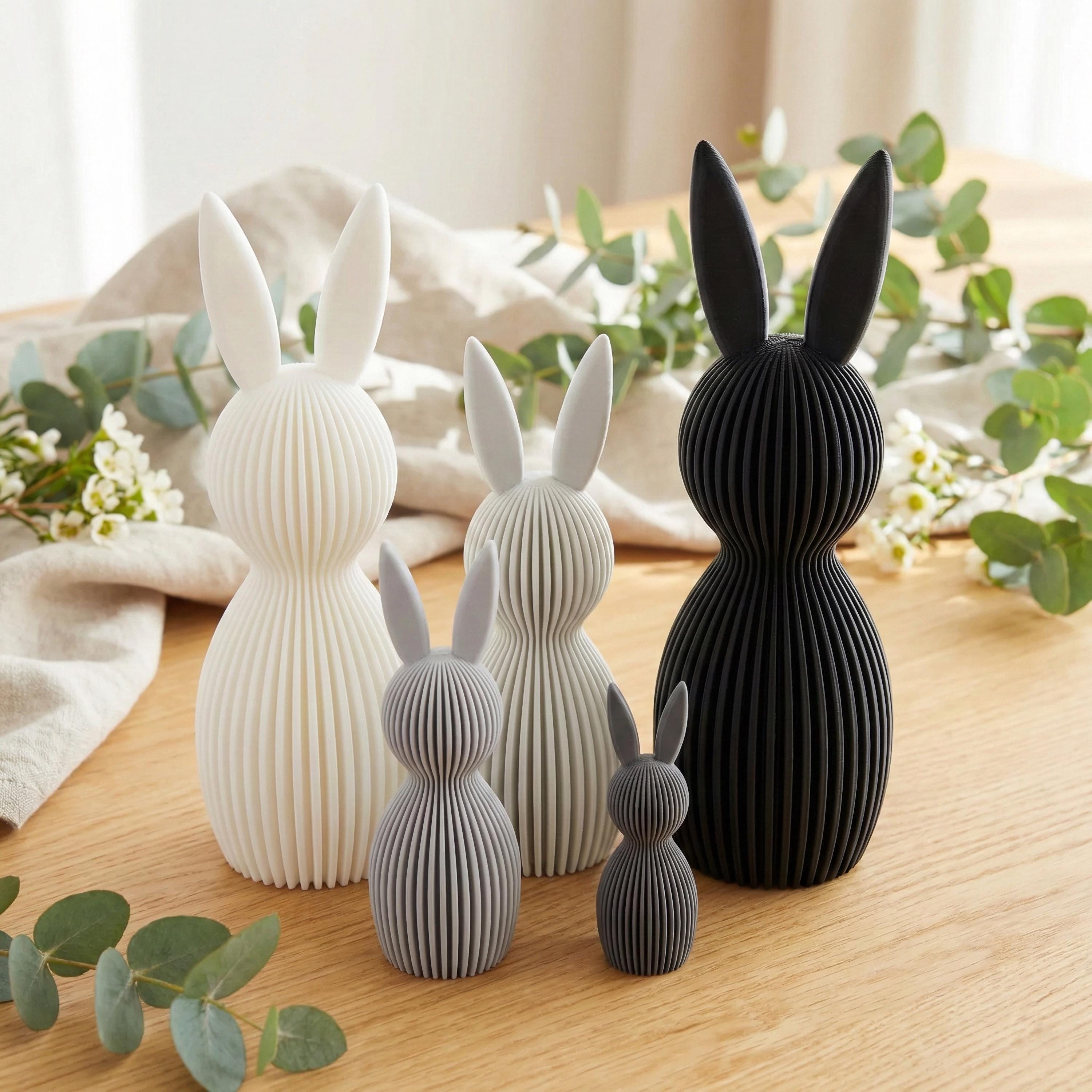 Geriffelte Häschen-Deko aus recycletem PLA - Moderne Osterdeko für dein Zuhause - Umweltfreundliche Osterhasen-Deko