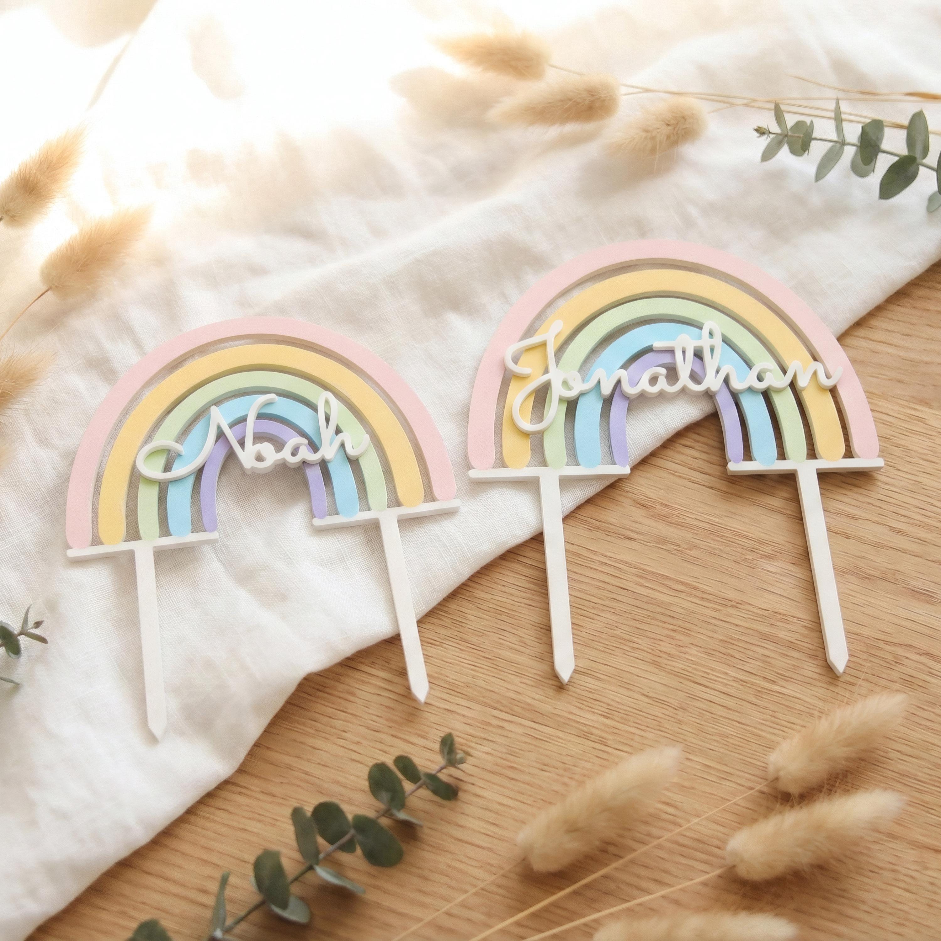 Regenbogen Cake Topper für Taufe, Kommunion, Konfirmation, Geburtstag oder Schulanfang - Schulkind 2026 - Einschulung