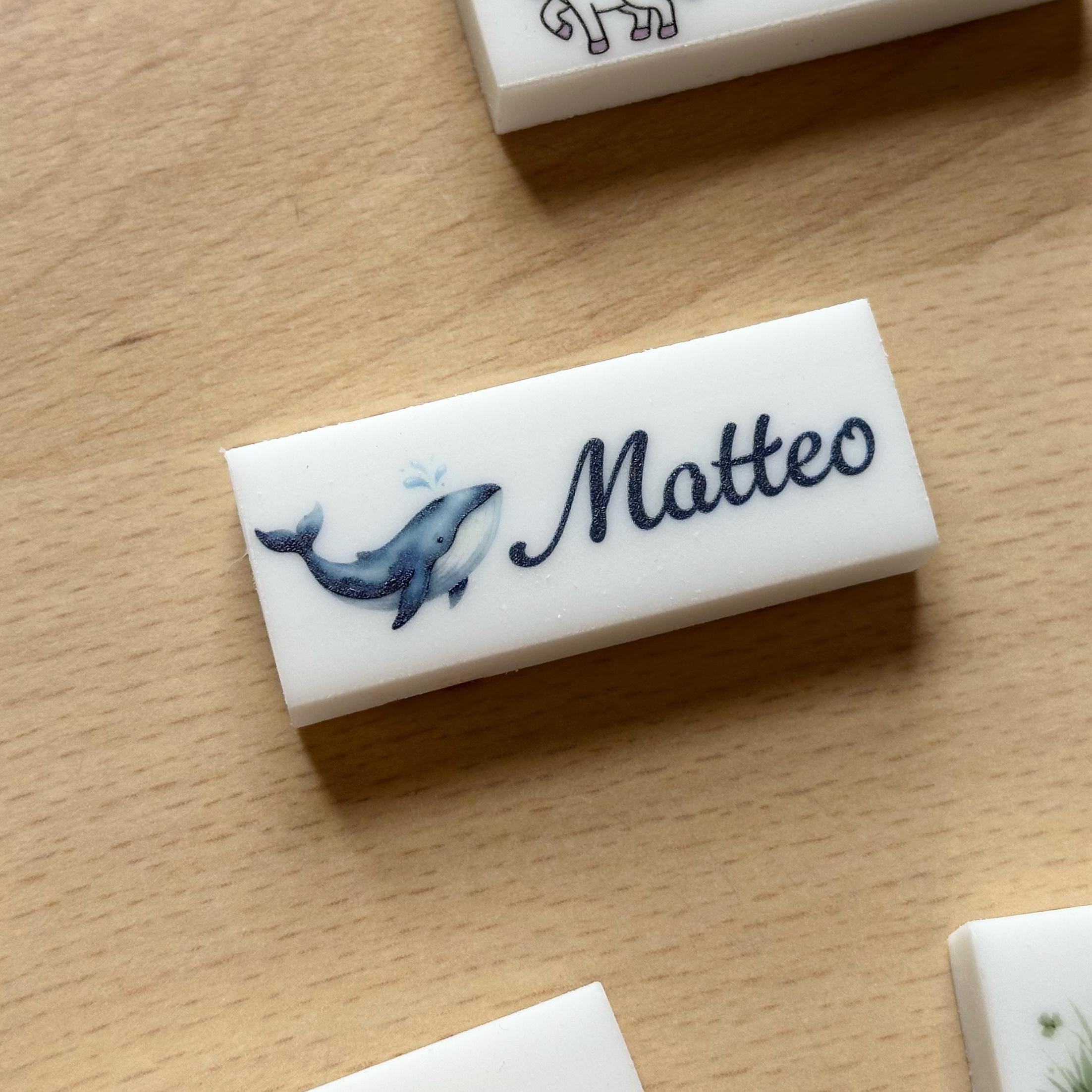 Personalisierter Radiergummi mit Namen & Motiv – Geschenk zur Einschulung, Schulanfang, Schultüte, Schule