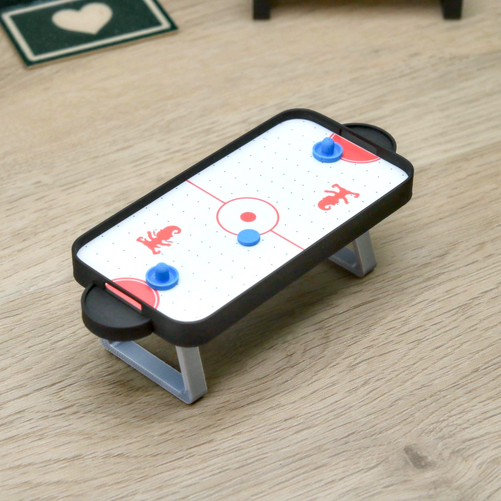 Wichtel Airhockey Tisch | Mini Airhockey mit Puck & 2 Schlägern | Wichtelzubehör Spielzimmer | Miniatur Spiel Wichtelwelt