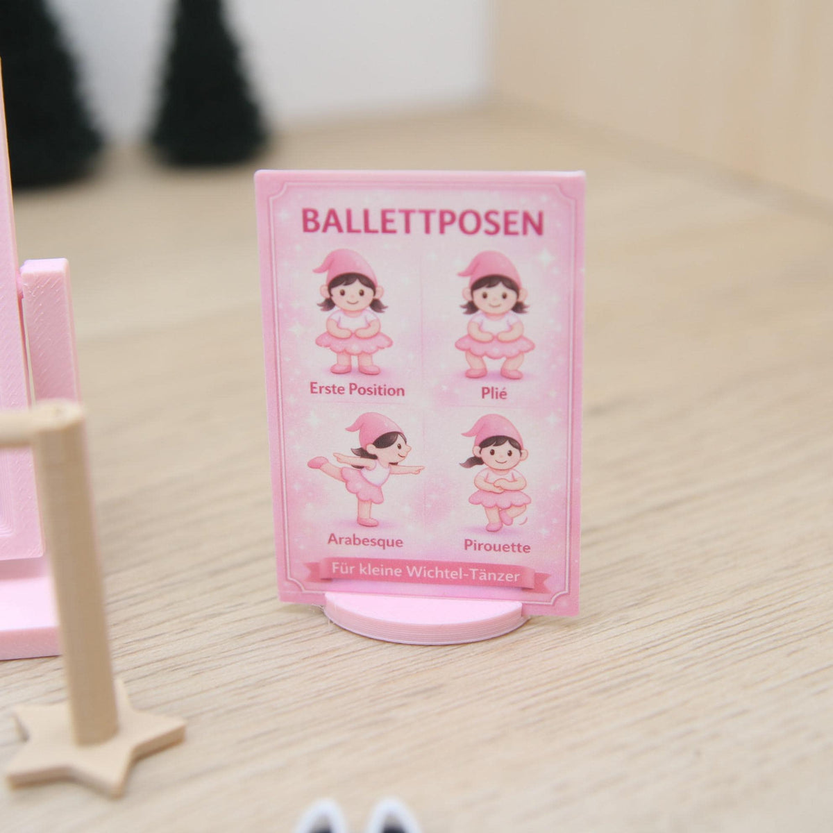 Wichtel Ballettset - Mini Ballettstudio mit Spiegel, Ballettstange, Schuhen & Matte | Wichtel Zubehör Wichteltür Weihnachten