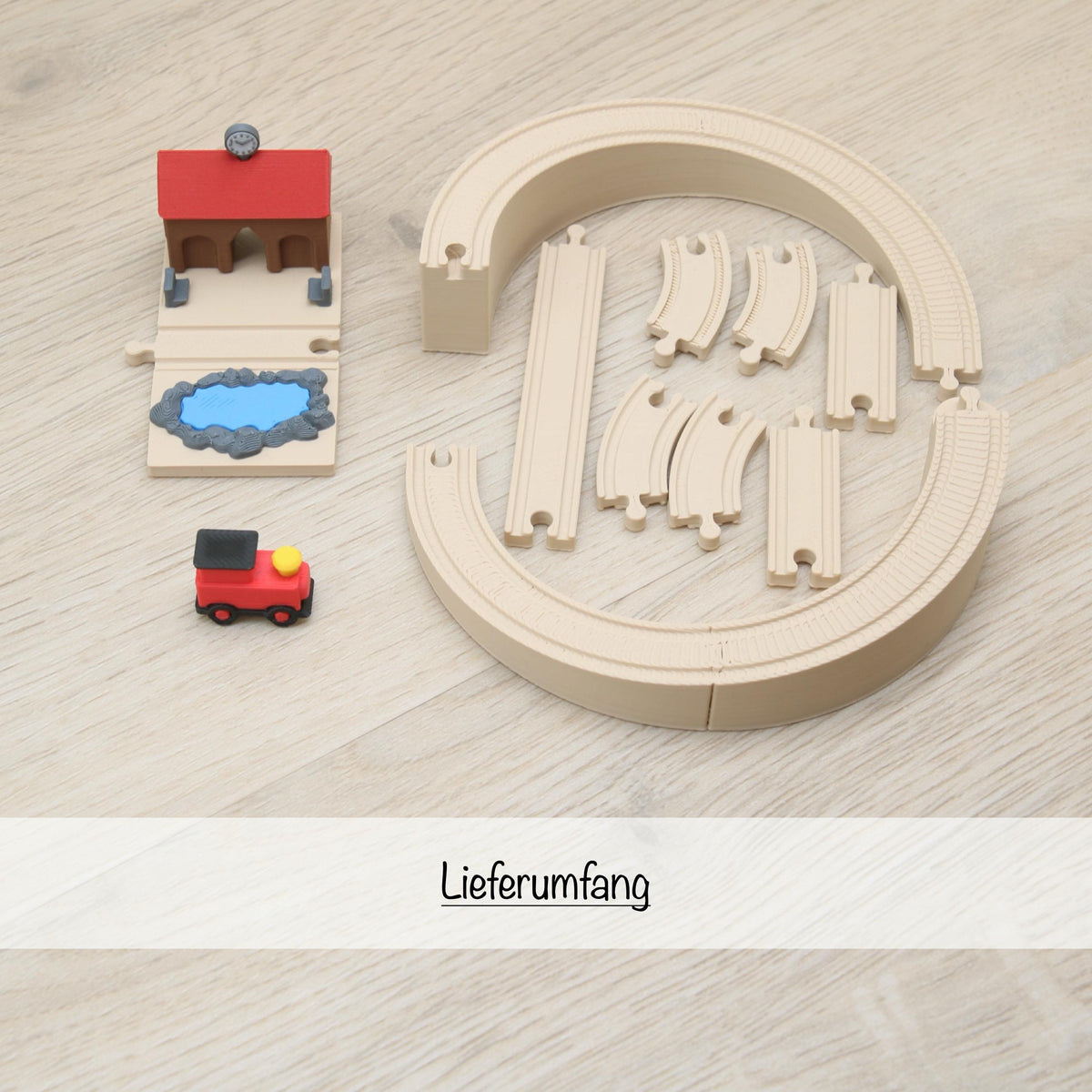 Wichtel Eisenbahn Set Acht mit Brücke & Bahnhof | Große Wichtelbahn | Wichtel Zubehör Weihnachten | Mini Eisenbahn Wichteltür