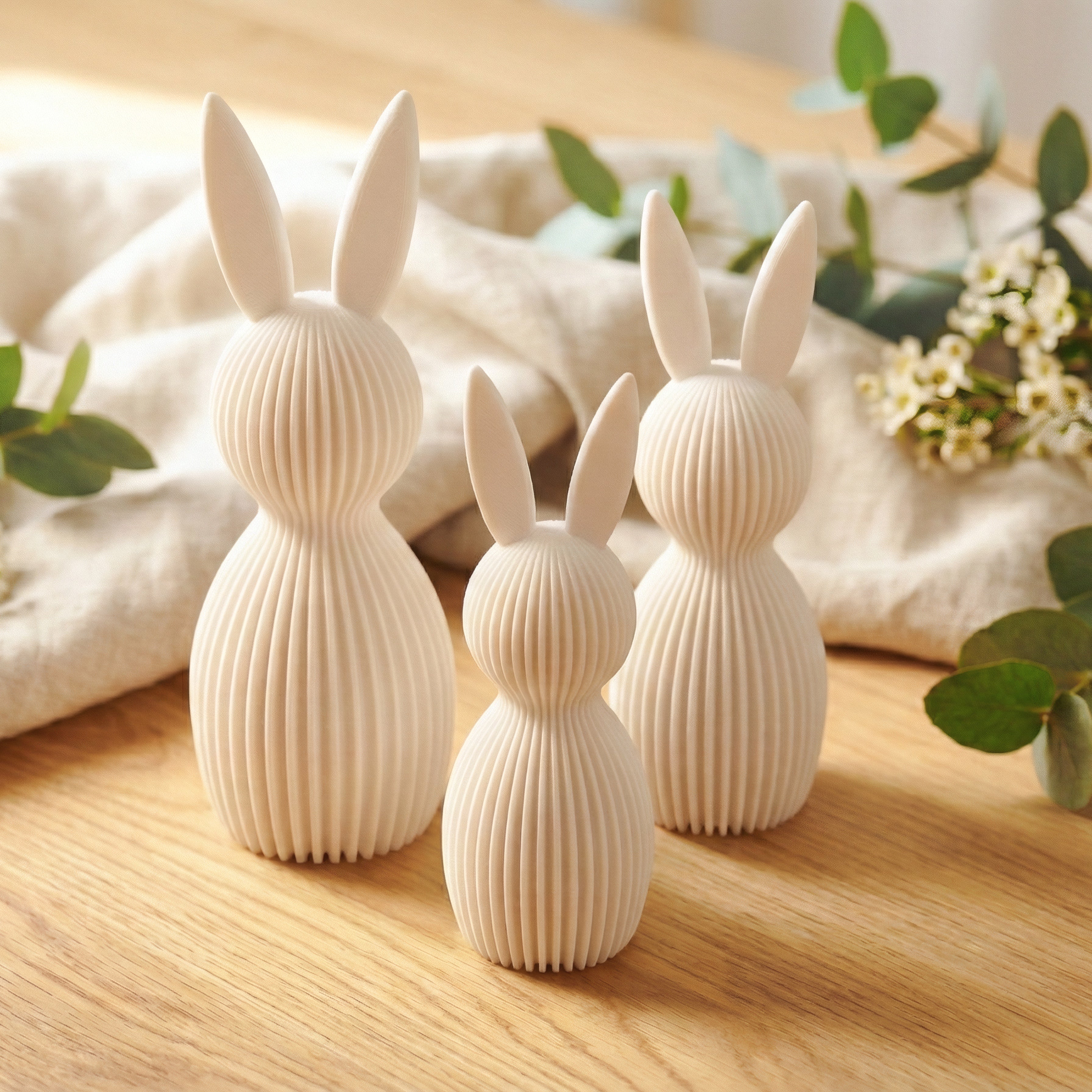 Modernes Osterhasen-Set mit LED-Teelicht
