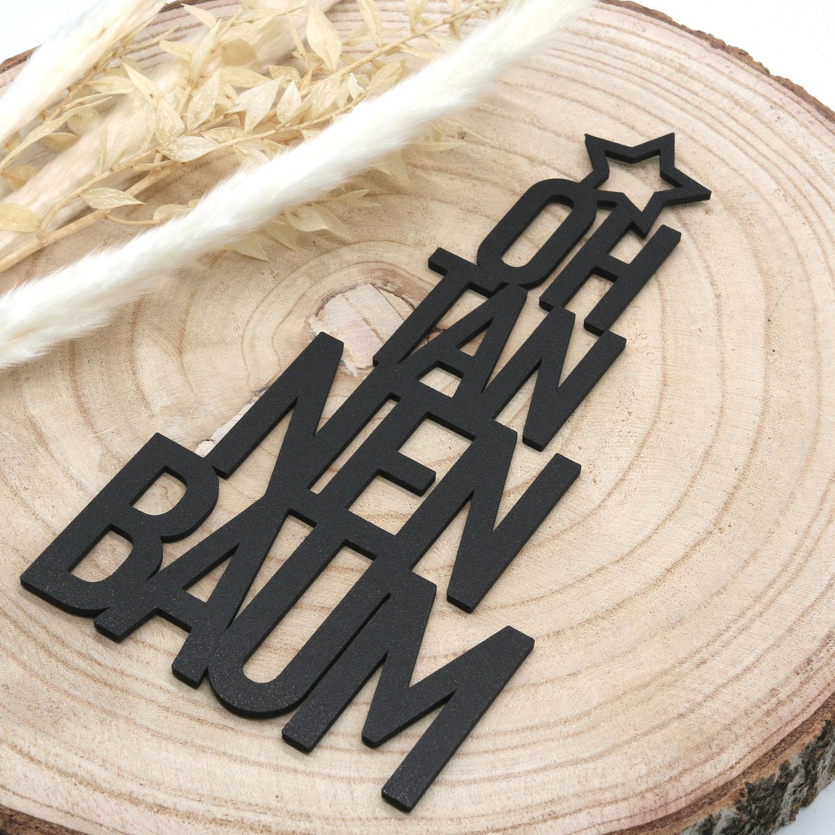 Oh Tannenbaum Schriftzug mit Stern - Weihnachtsdeko für die besinnliche Weihnachtszeit - mit Aufsteller