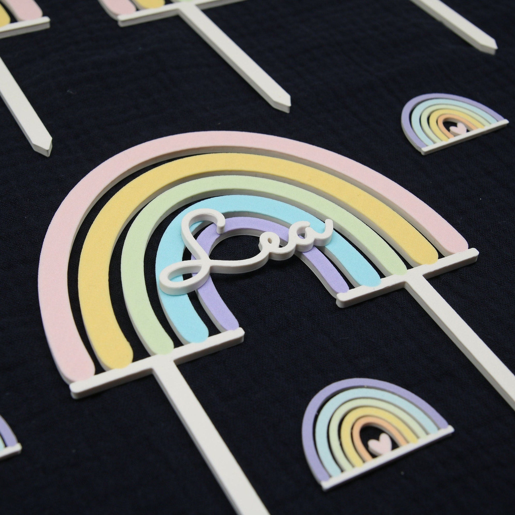 Regenbogen Cake Topper für Taufe, Kommunion, Konfirmation, Geburtstag oder Schulanfang - Schulkind 2026 - Einschulung