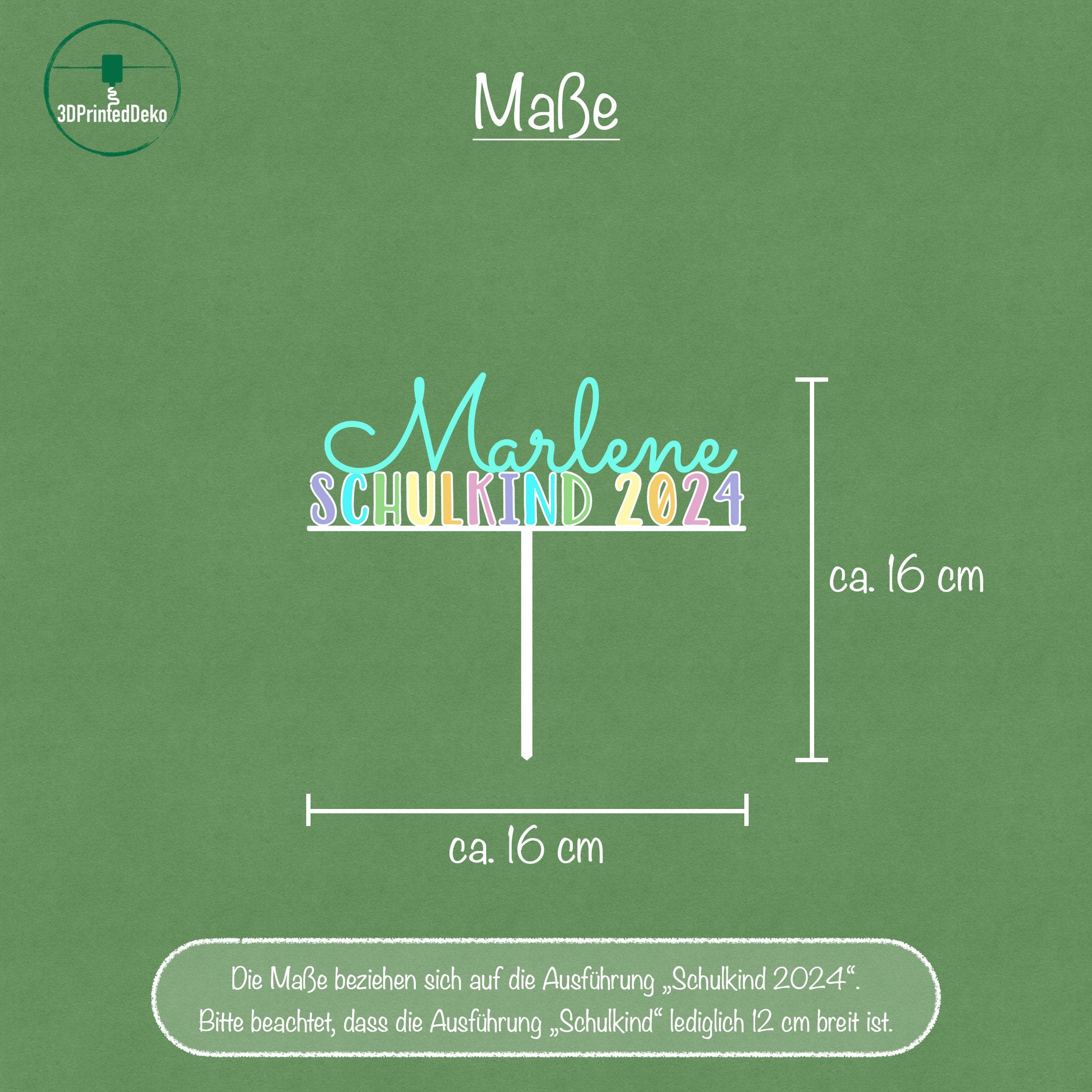 Caketopper - Schulkind 2025 in kräftigen Regenbogenfarben