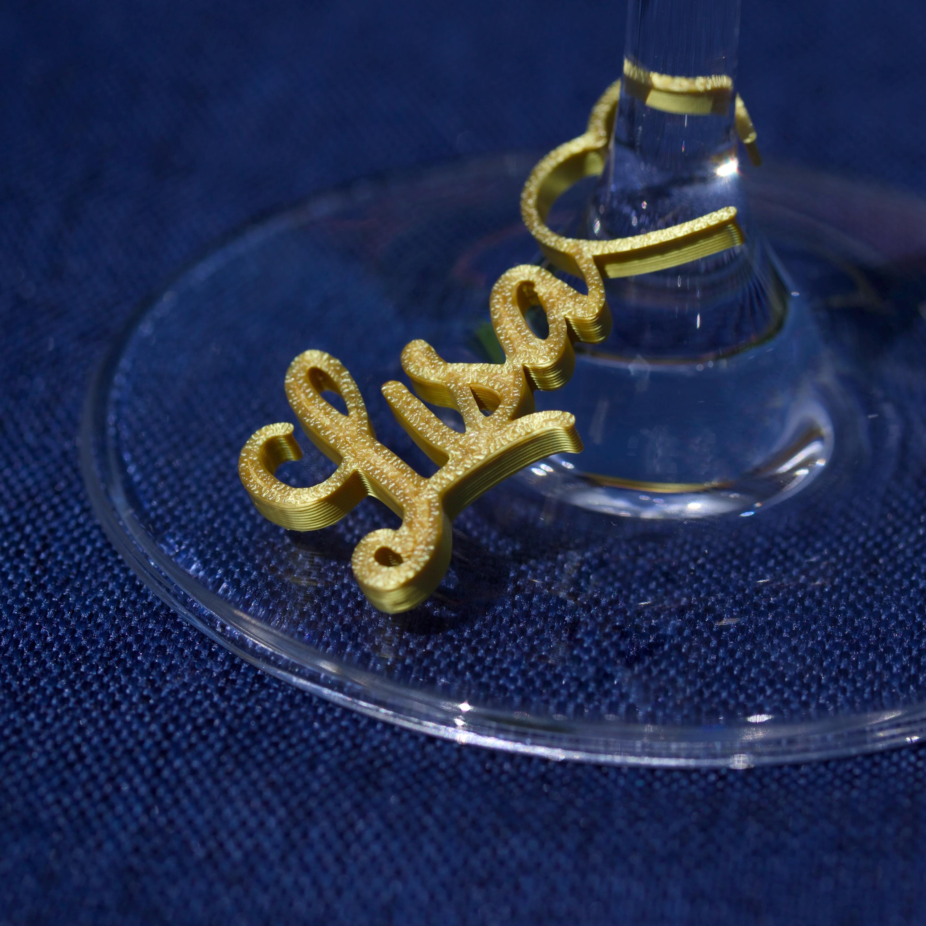 Namensschilder Glas Hochzeit – Platzkarte, Glasmarkierer & Gastgeschenk in einem – personalisiert, 3D-gedruckt, individuell