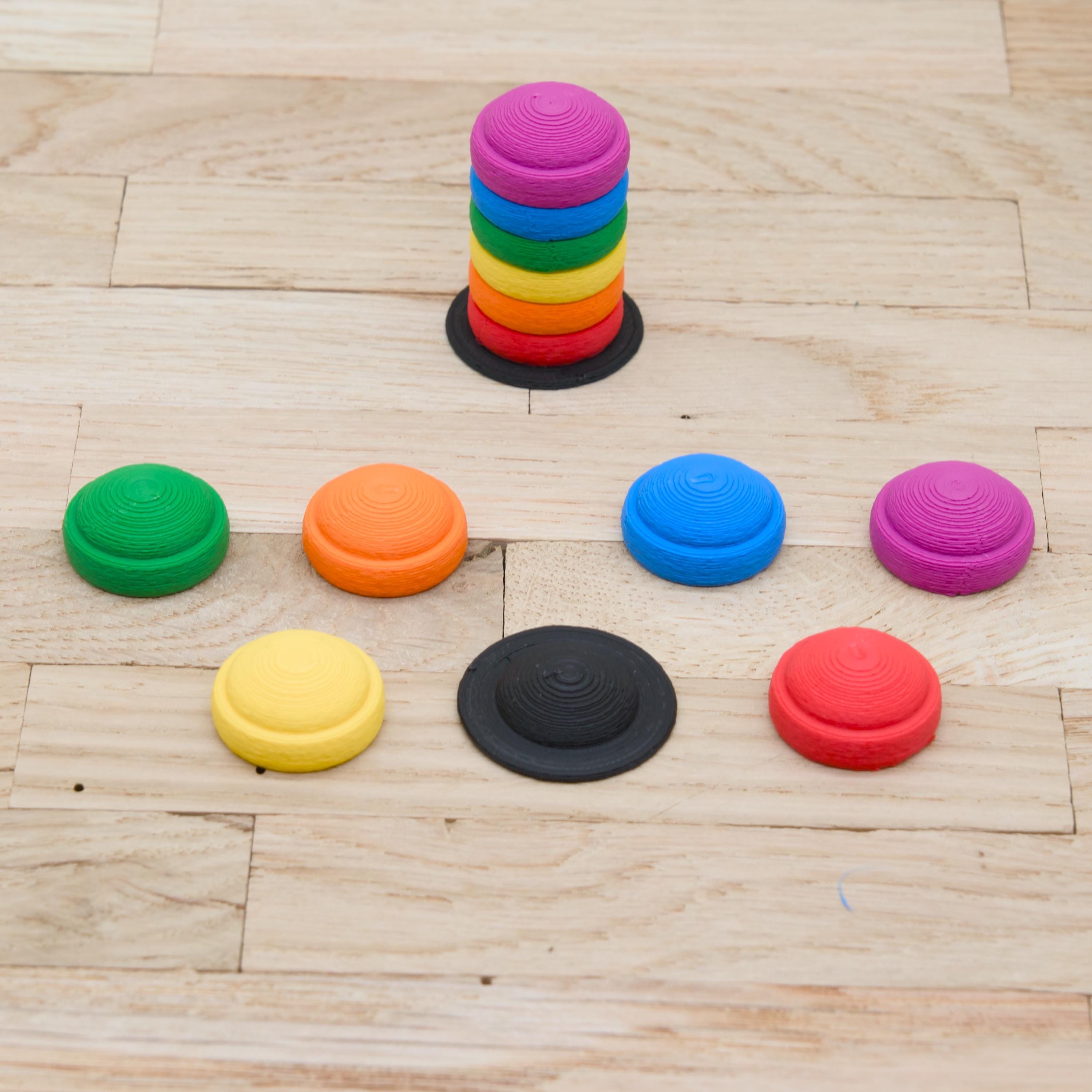 Mini Stapelsteine Regenbogen | Wichtel Turnset mit Balancierboard & Steg | PLA Miniatur | Zubehör Wichteltür und Puppenhaus | 3D Druck