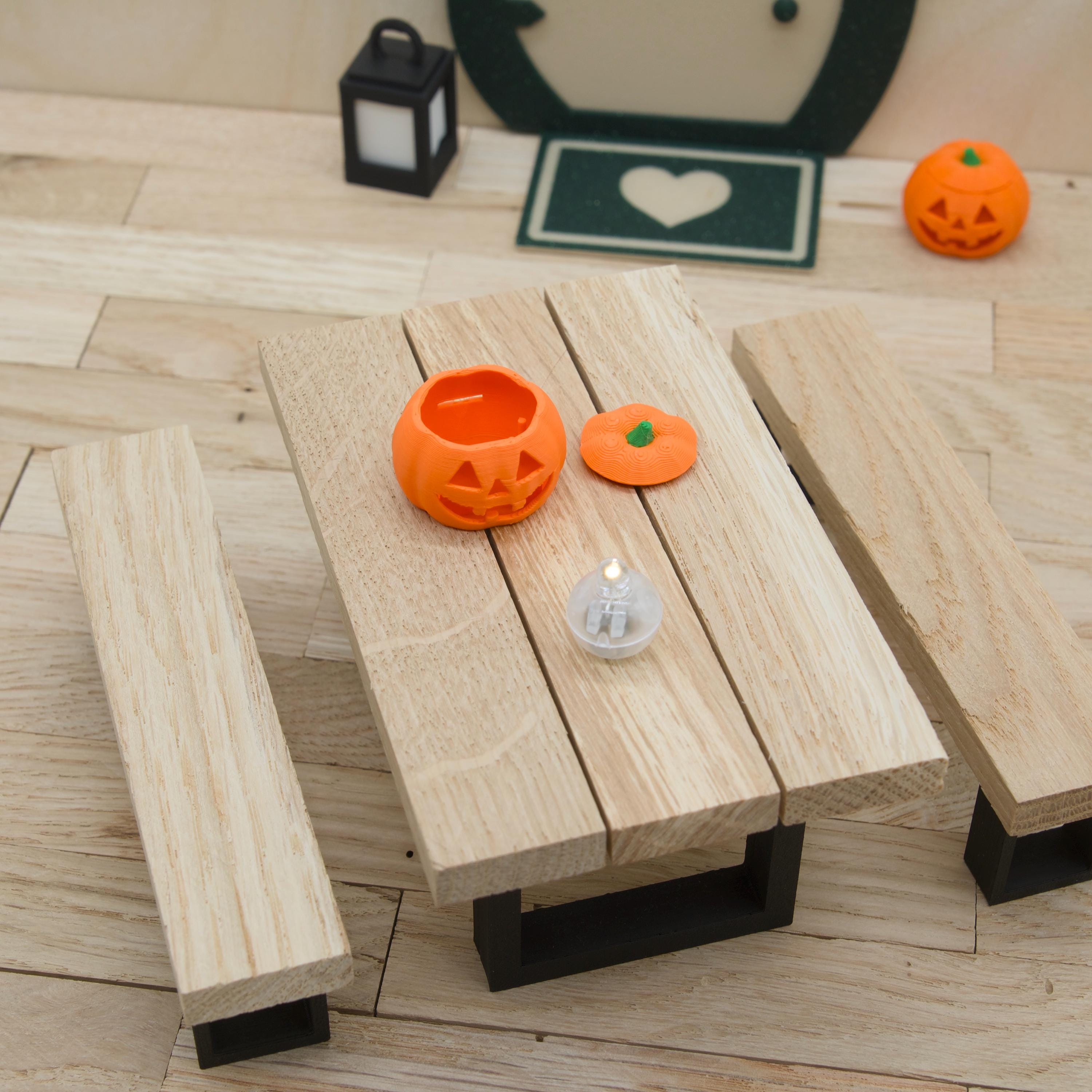Mini Kürbis für Wichtel | Halloween Zubehör | Optional mit LED Licht | 3D Druck Miniatur Kürbis für Wichteltür & Herbstdeko