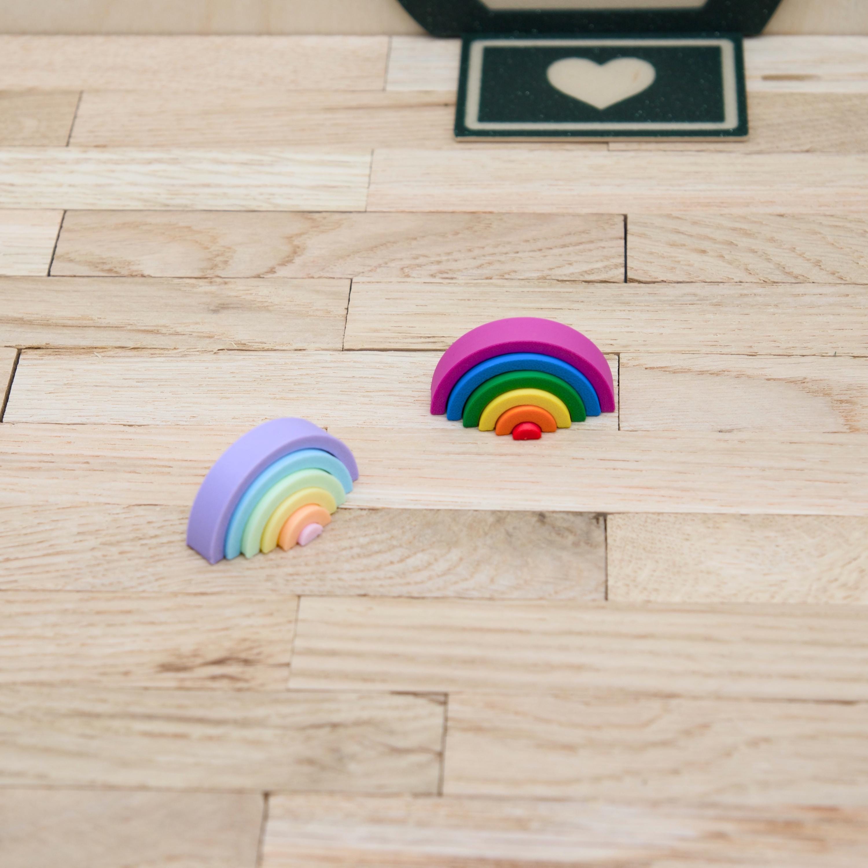 Mini Regenbogen Wichtel | 6 Elemente | Pastell oder Bunt | PLA Miniatur Deko | 3D Druck | Puppenhaus & Wichteltür Zubehör