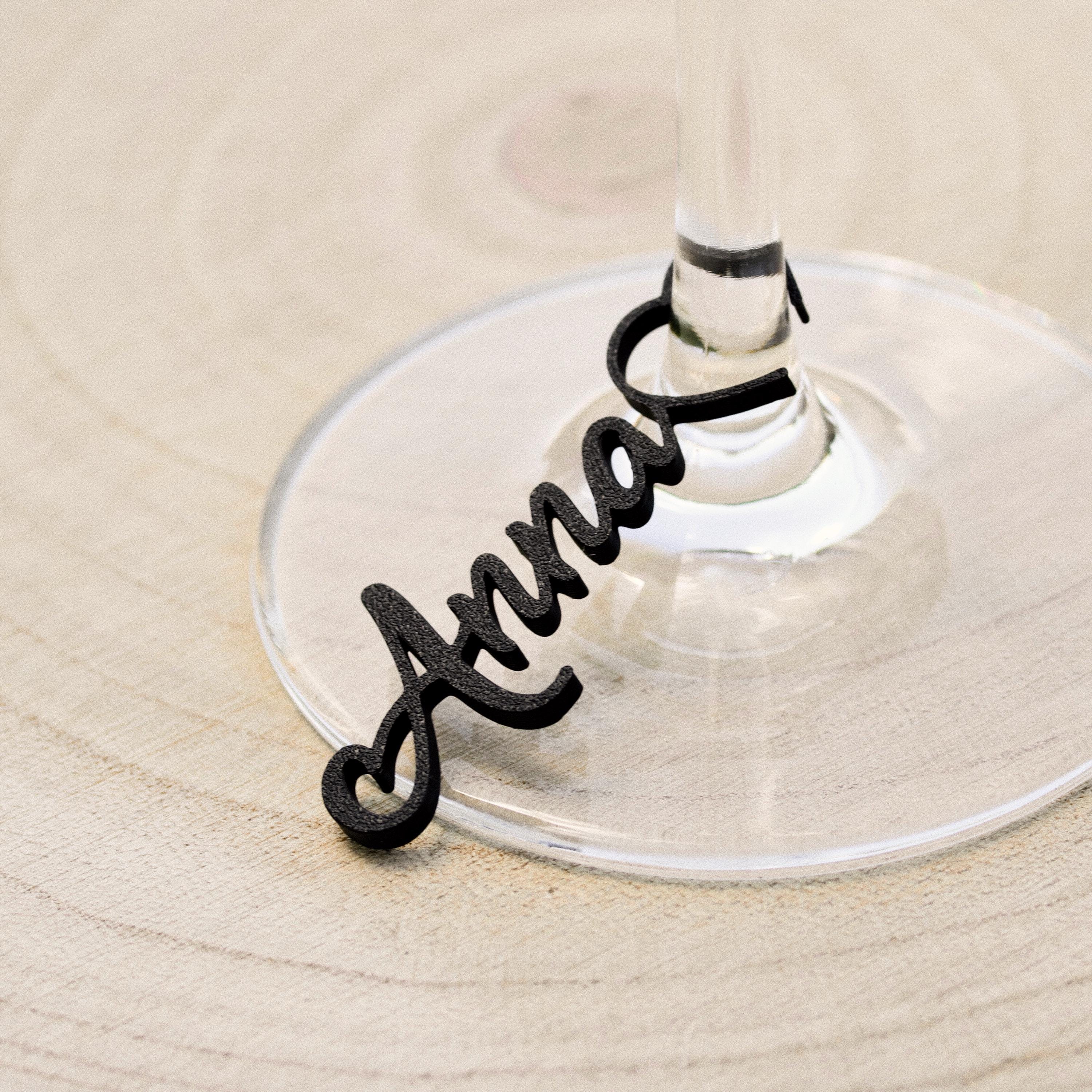Namensschilder Glas Hochzeit – Platzkarte, Glasmarkierer & Gastgeschenk in einem – personalisiert, 3D-gedruckt, individuell