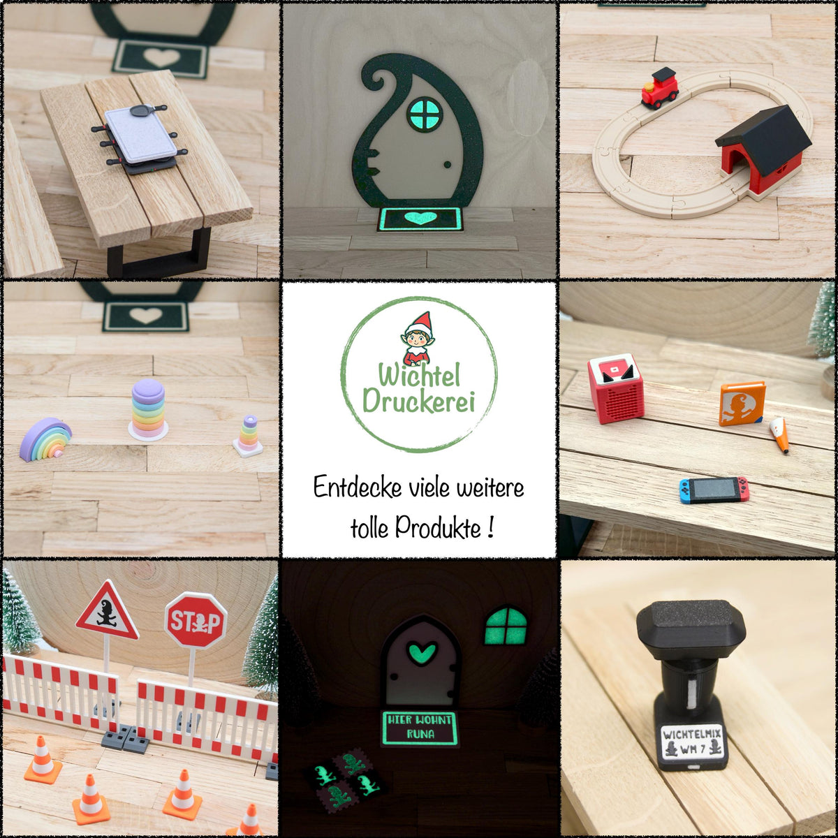 Wichtel Heißklebepistole mit Klebesticks | Mini Werkzeug für Wichtelwerkstatt | Leuchtet im Dunkeln | Wichtelzubehör