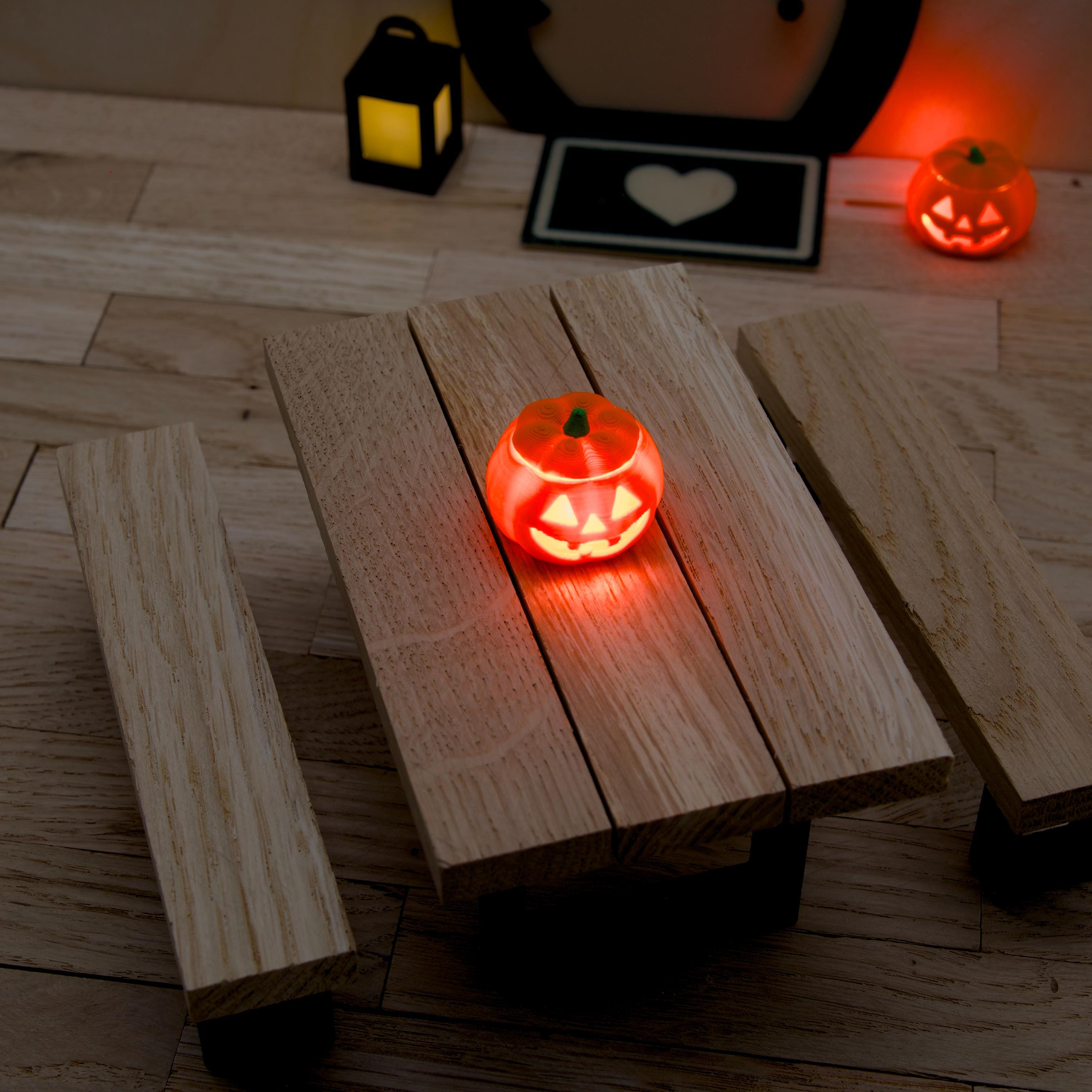 Mini Kürbis für Wichtel | Halloween Zubehör | Optional mit LED Licht | 3D Druck Miniatur Kürbis für Wichteltür & Herbstdeko