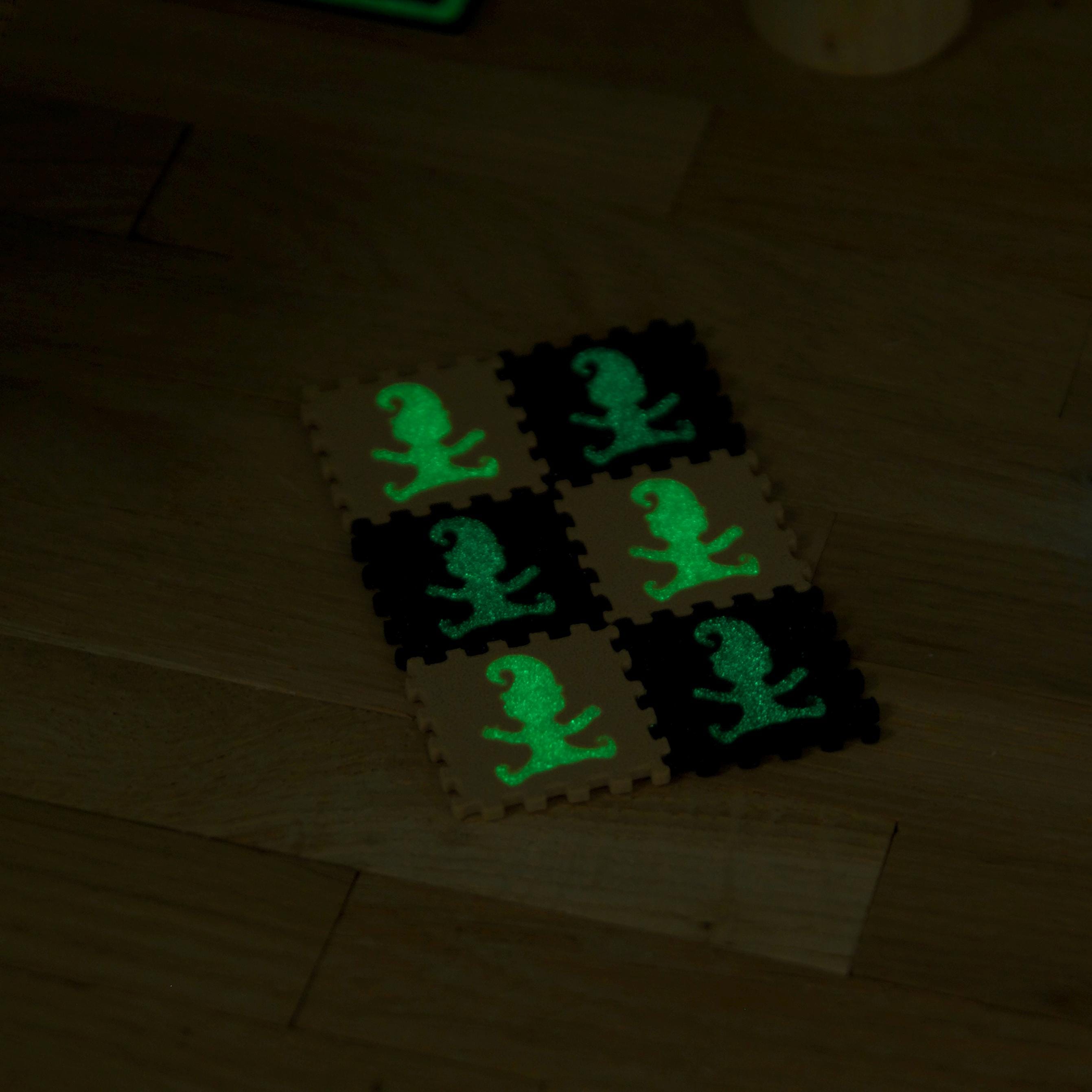 Wichtel-Puzzlematten mit leuchtender Silhouette | 3D Druck Mini-Matten | Glitzer-Farben wählbar | Zubehör für Wichteltür & Puppenhaus