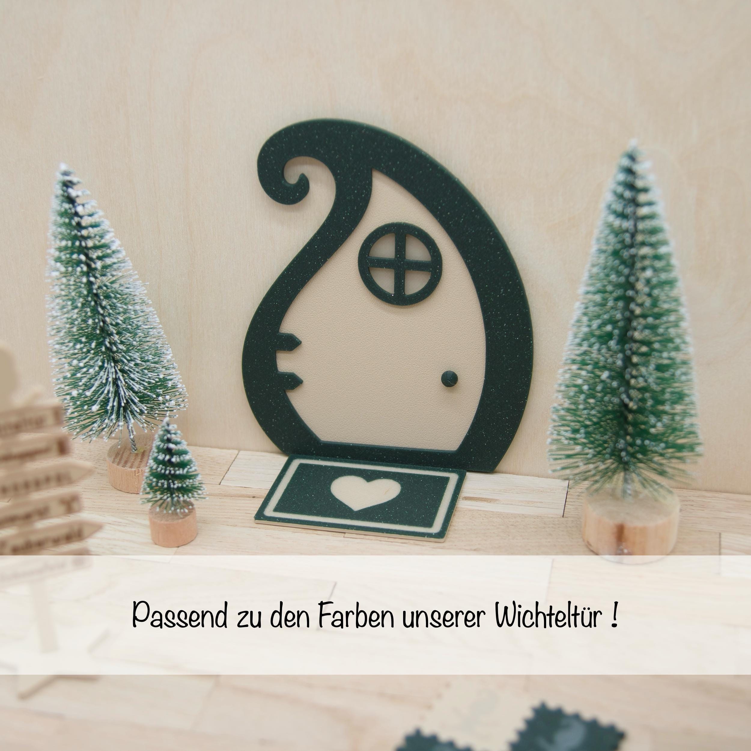 Wichtel-Puzzlematten mit leuchtender Silhouette | 3D Druck Mini-Matten | Glitzer-Farben wählbar | Zubehör für Wichteltür & Puppenhaus