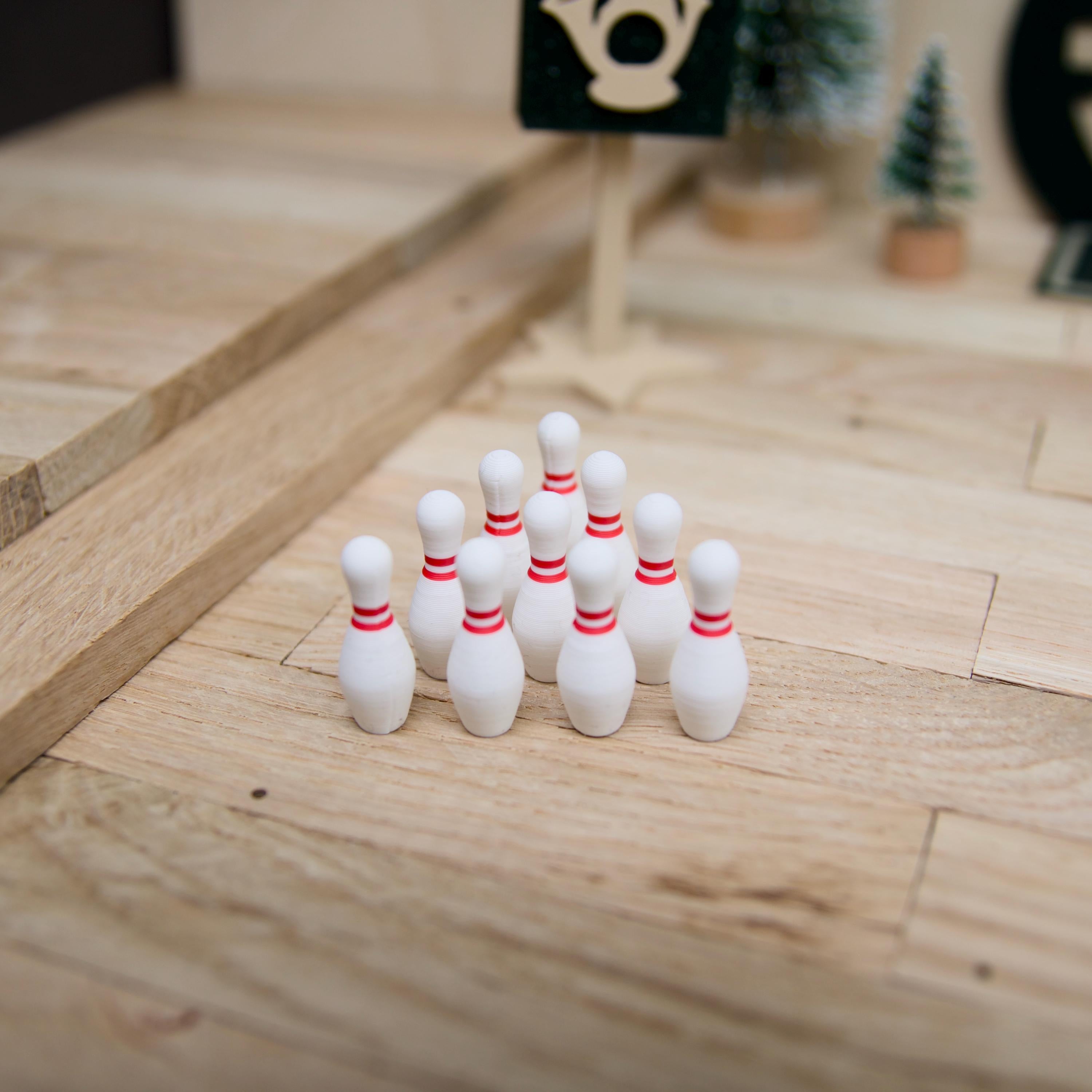 Wichtel Bowling Set | Mini Bowling Pins mit Murmel & Aufstellhilfe | Zubehör für Wichteltür