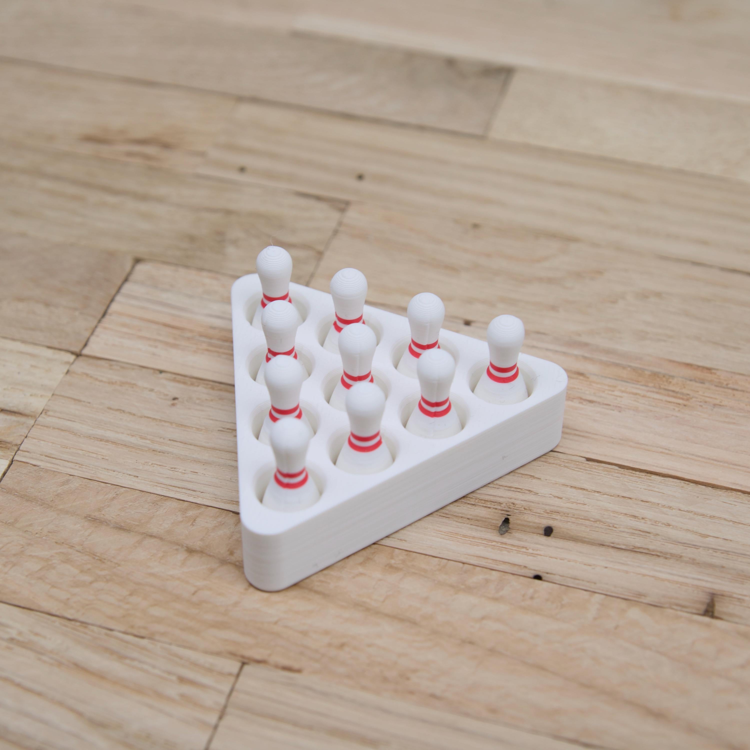 Wichtel Bowling Set | Mini Bowling Pins mit Murmel & Aufstellhilfe | Zubehör für Wichteltür