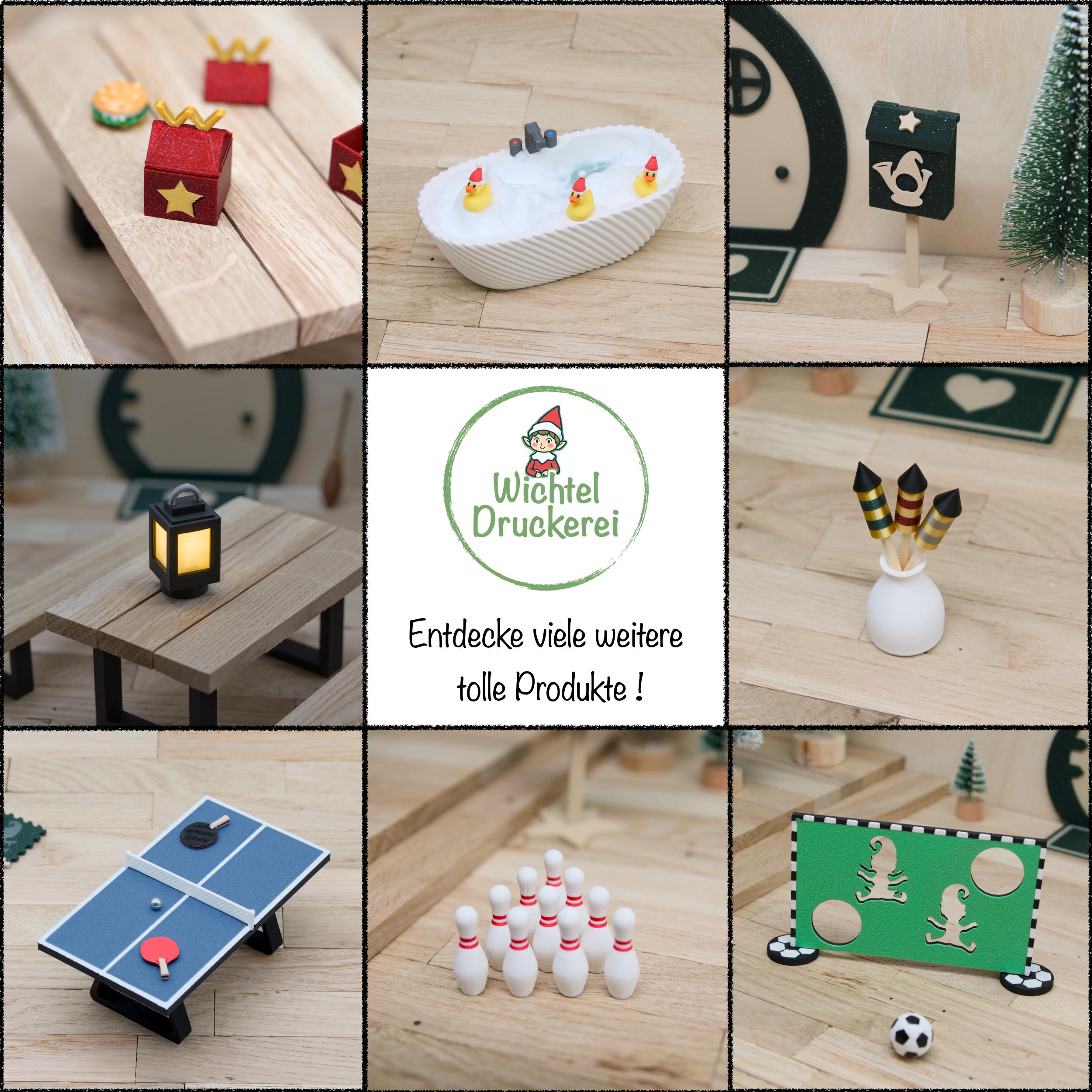 Wichtel-Puzzlematten mit leuchtender Silhouette | 3D Druck Mini-Matten | Glitzer-Farben wählbar | Zubehör für Wichteltür & Puppenhaus