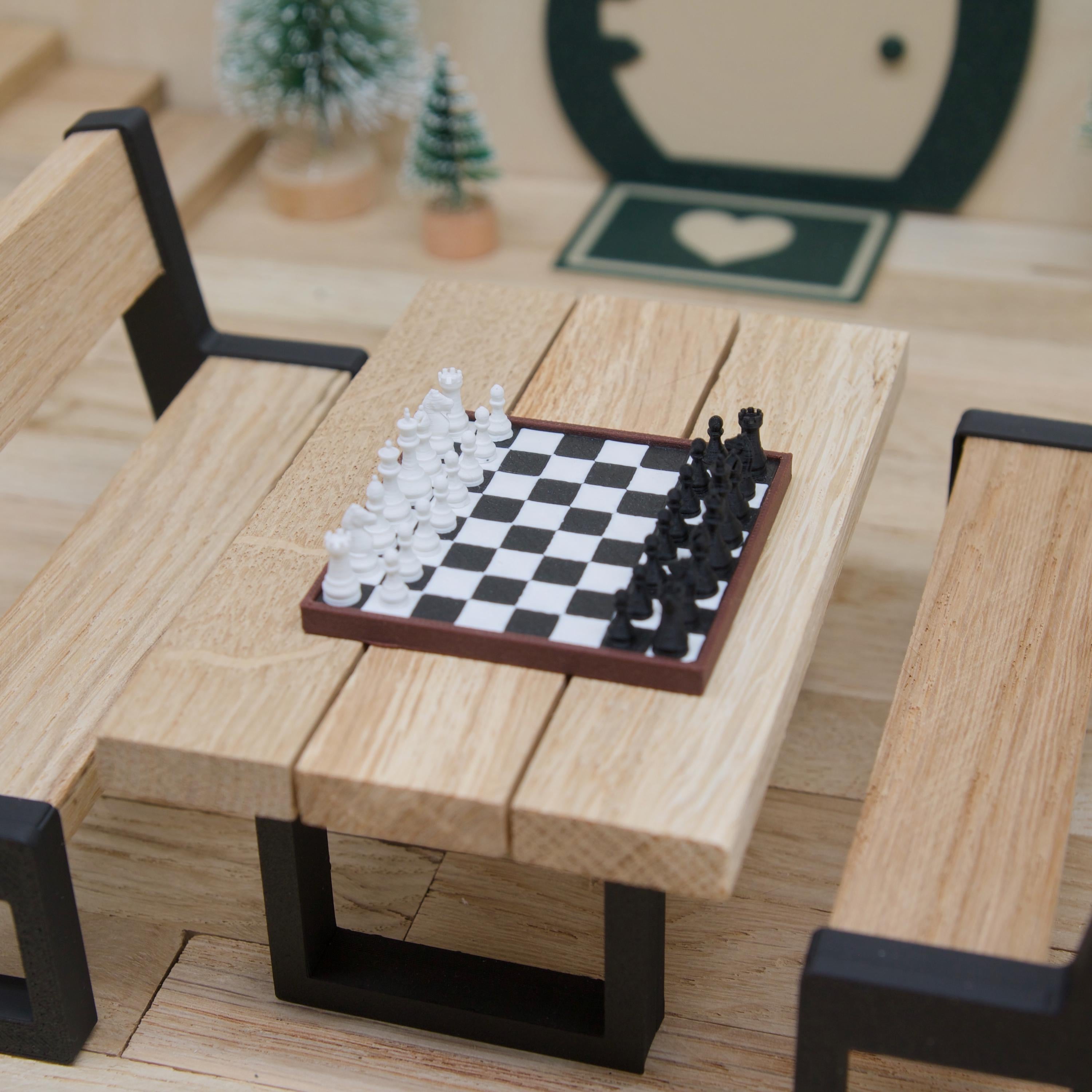 Wichtel Schachspiel | Mini Schachbrett mit Figuren | Zubehör für Wichteltür & Wichtelspiele