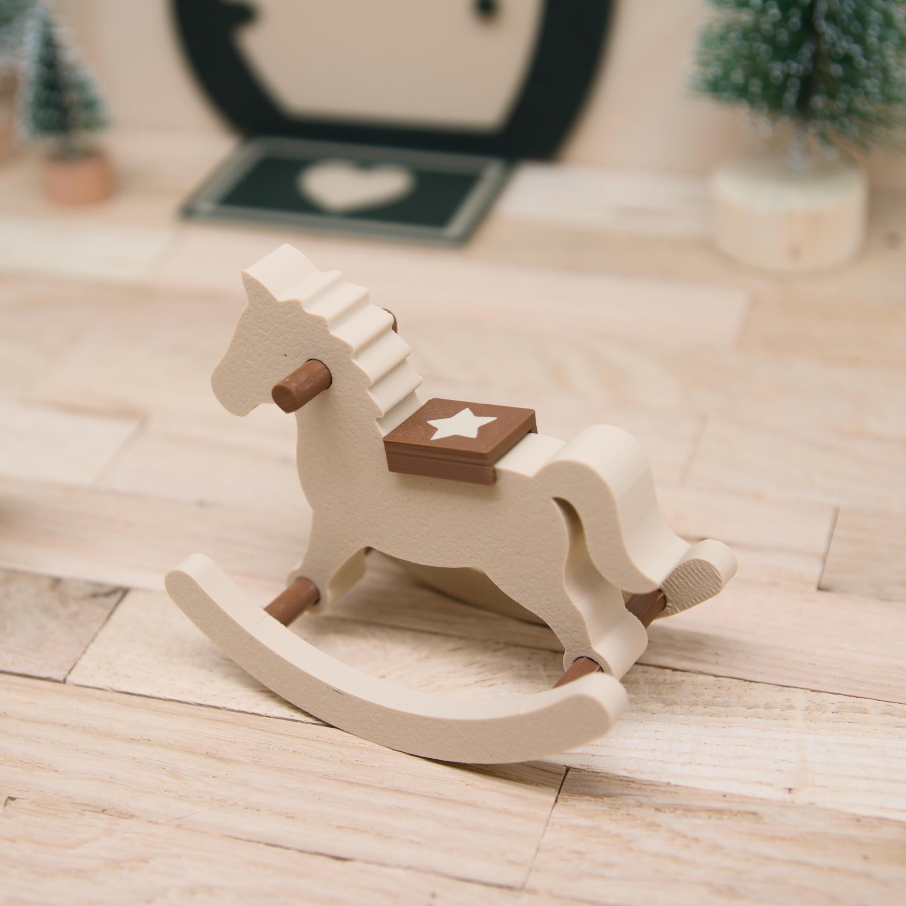 Wichtel Schaukelpferd Bastel-Set | Miniatur Schaukelpferd zum Zusammenstecken | Zubehör für Wichteltür