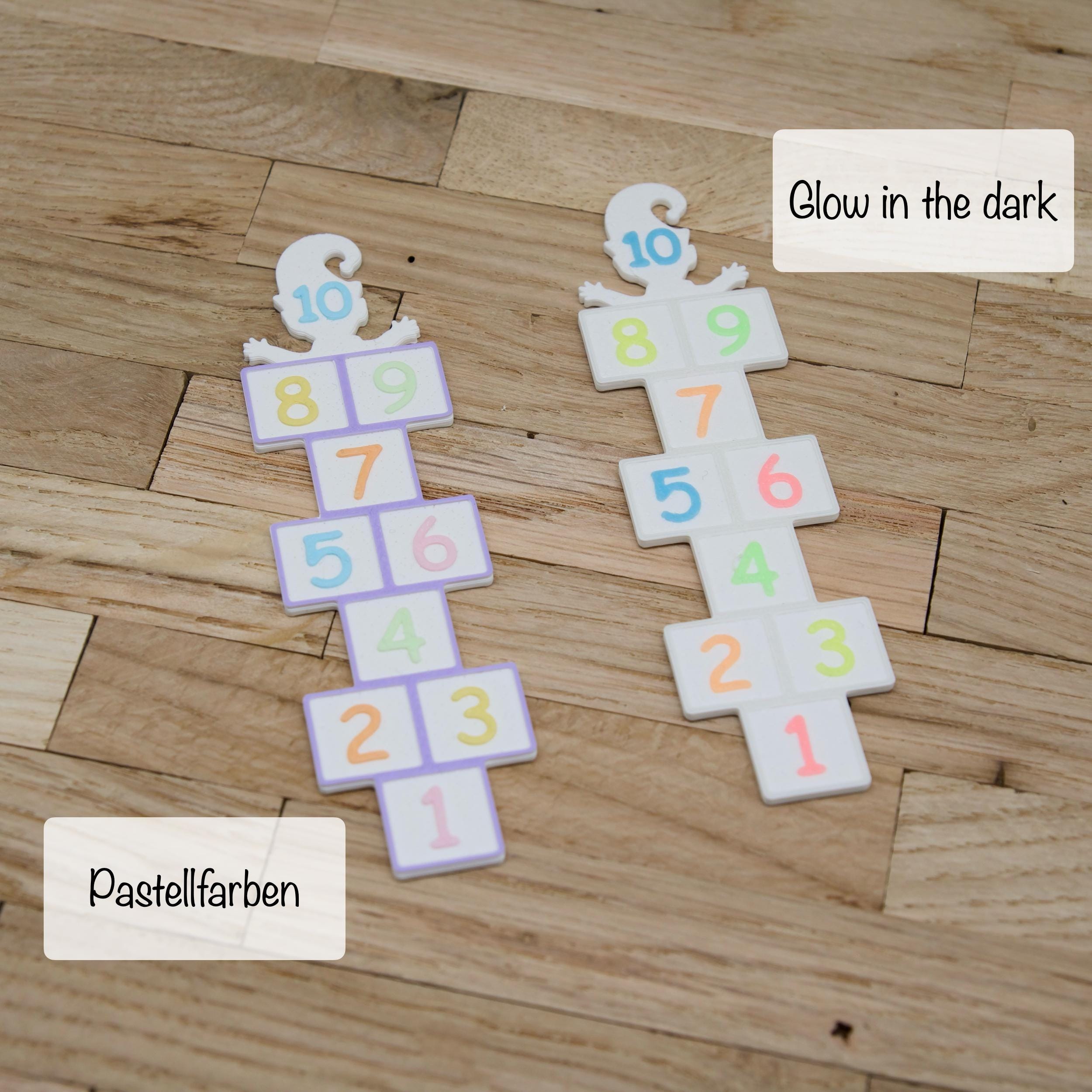 Wichtel Himmel & Hölle Spiel | Mini Hüpfspiel für Wichtel | mit Wichtel-Silhouette | in Pastell oder Glow-in-the-Dark | Zubehör Wichteltür