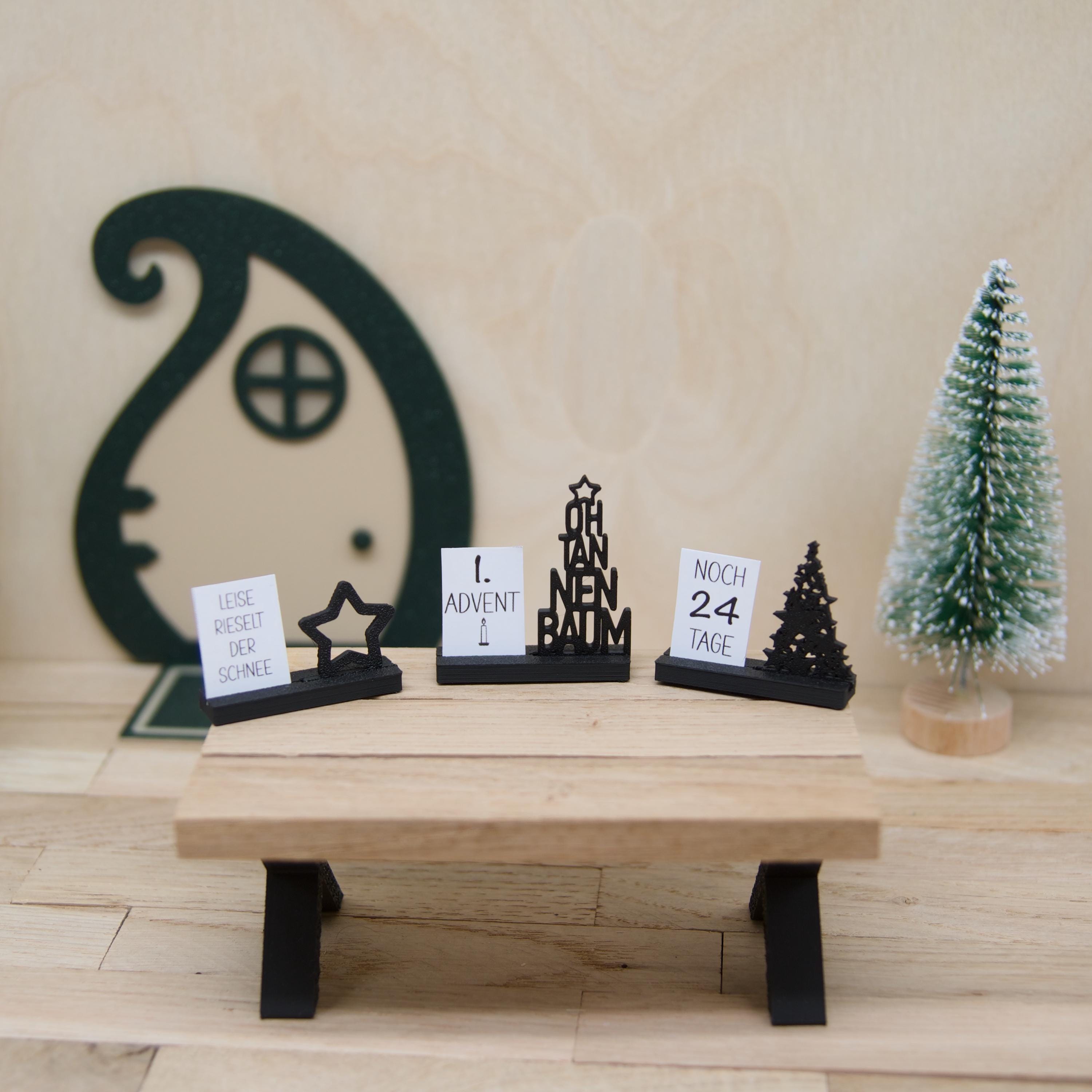 Wichtel Countdown Aufsteller – Noch X Tage bis Weihnachten – Stern & Oh Tannenbaum – Mini Deko – Wichtelwelt Zubehör – Advent