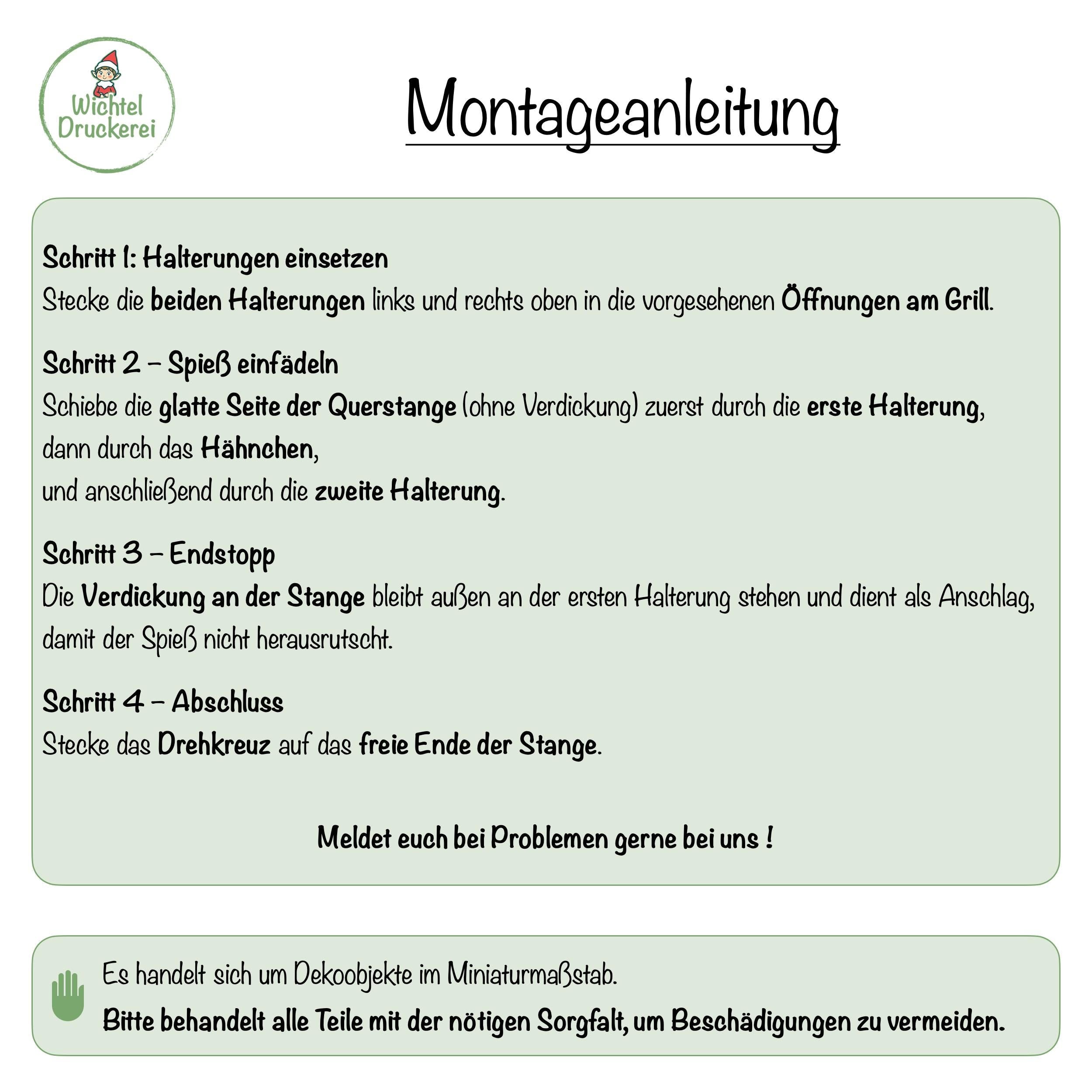 Wichtel Grill mit LED Licht – Miniatur BBQ Deko in Marmor Optik – Wichtelwelt Zubehör mit Hähnchen, Steaks & Grillzange