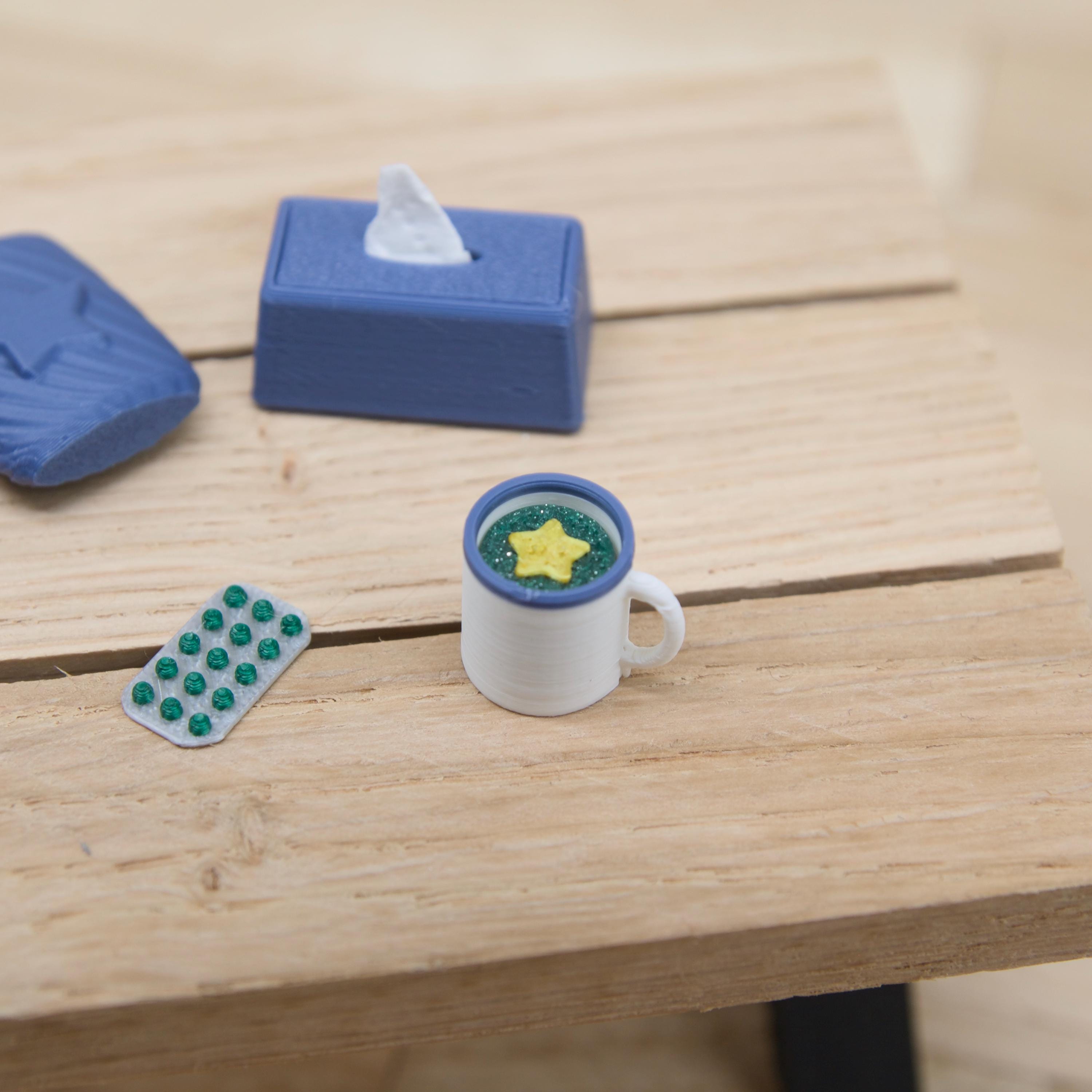 Wichtel Erkältungs-Set | Mini Arzt-Set für kranke Wichtel | mit Medizinschrank, Wärmflasche, Hustensaft | Zubehör für Wichteltür