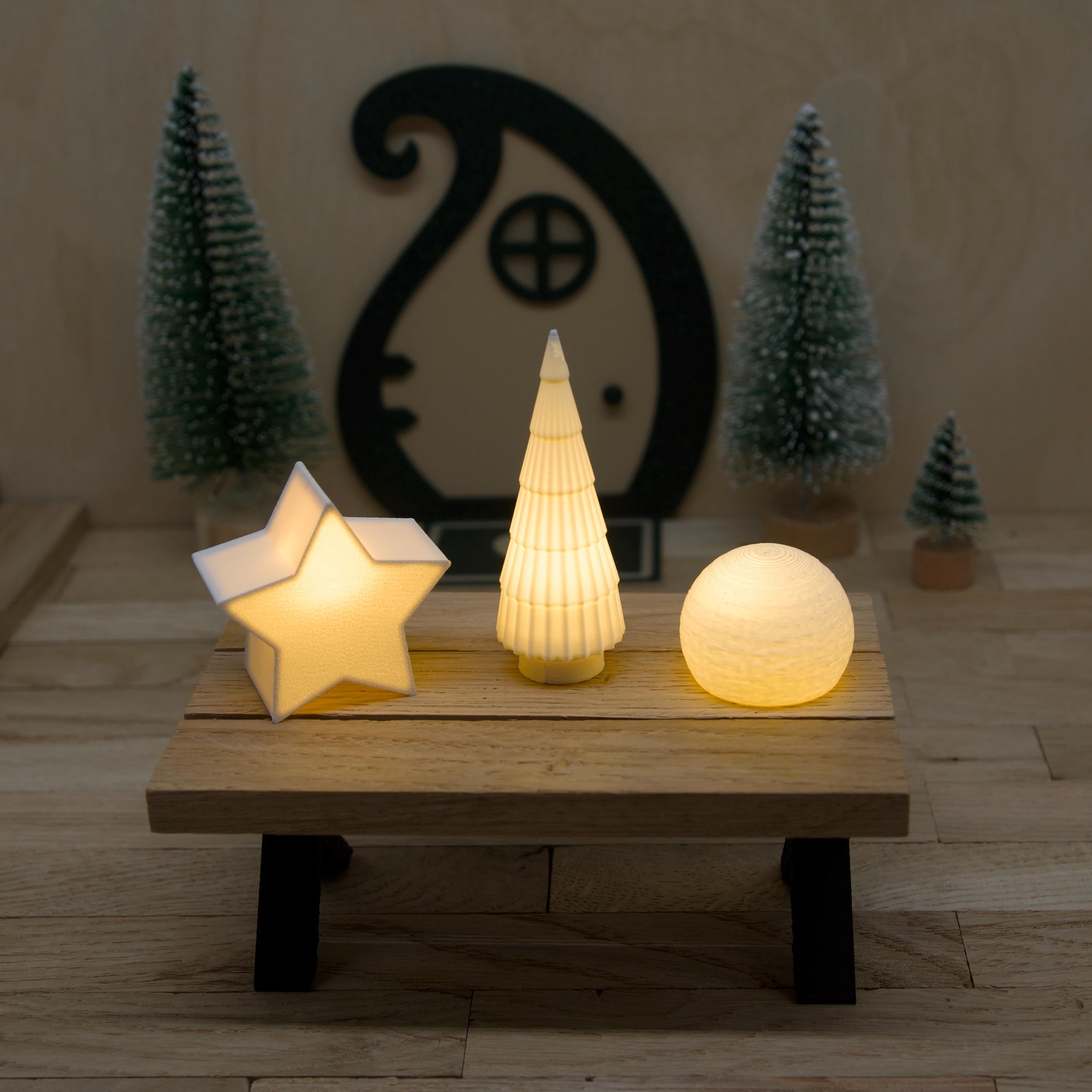 Wichtel Lichtzauber Set – Leuchtkugel, Stern & Baum – Mini LED Deko – Wichtel Weihnachtslicht – Wichtel Zubehör mit Ballonlicht